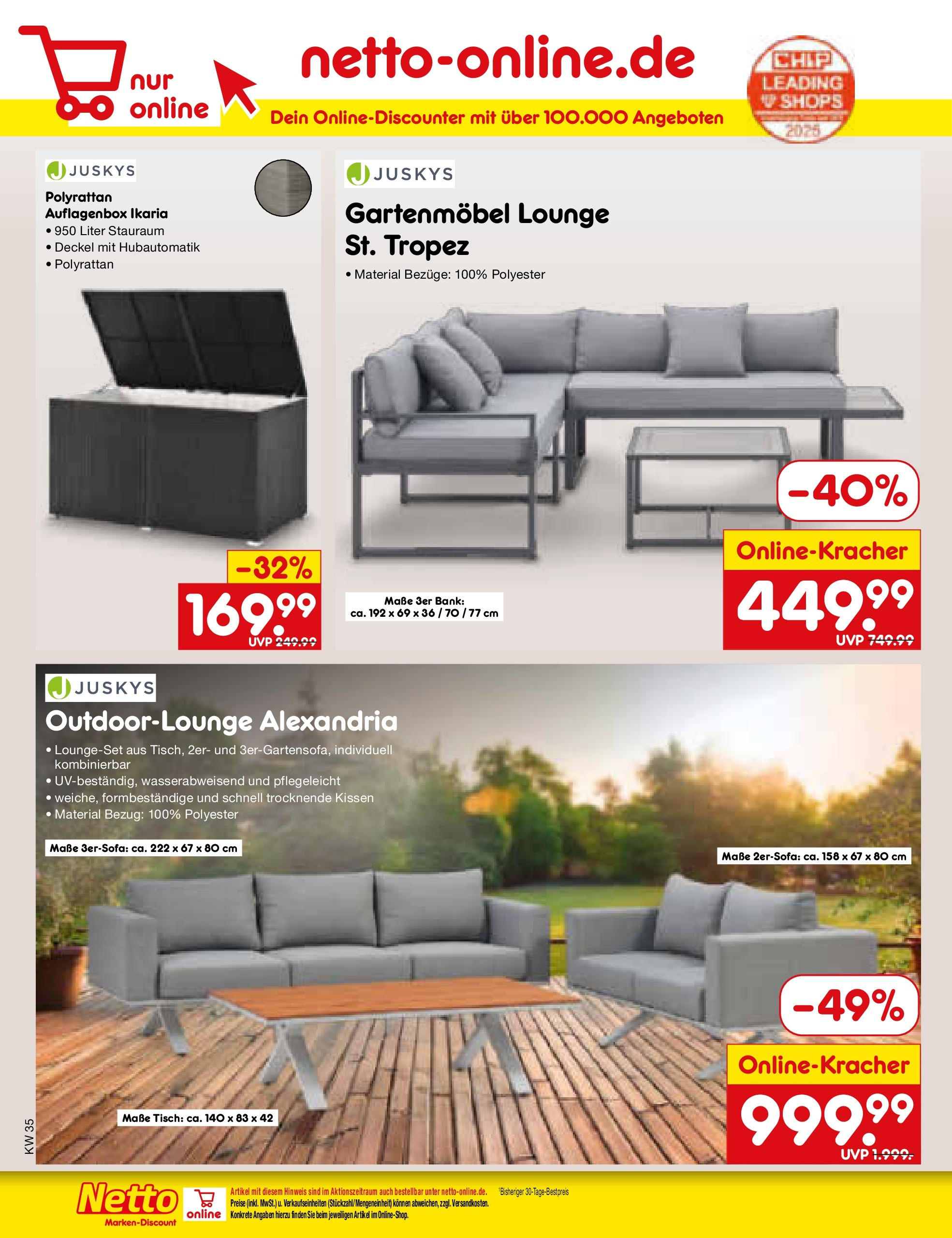 Netto Marken-Discount prospekt Jüchen	 (ab 24.08.2025) » Angebote | Seite: 44 | Produkte: Kissen, Tisch, Gartenmöbel
