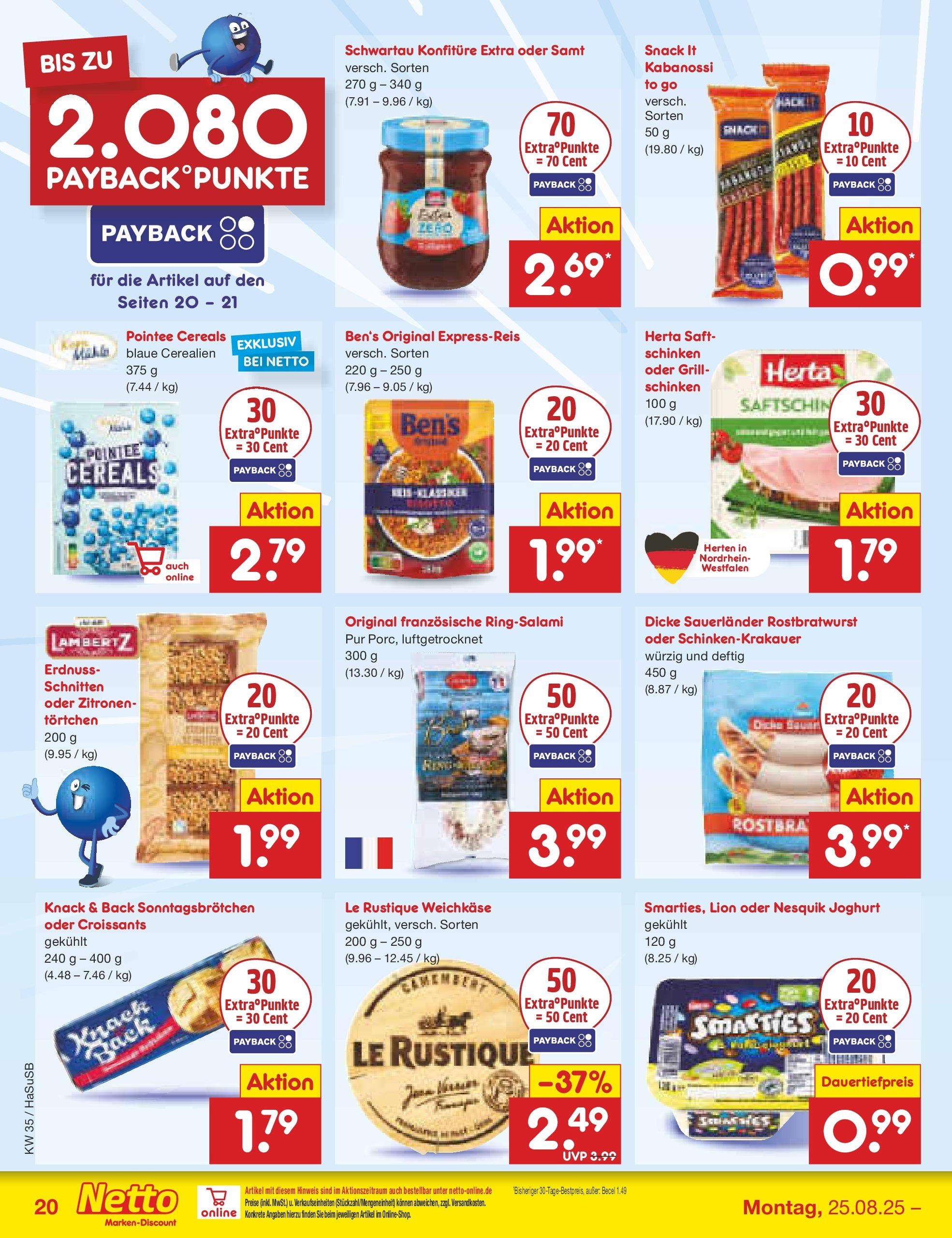 Netto Marken-Discount prospekt Wuppertal	 (ab 24.08.2025) » Angebote | Seite: 20 | Produkte: Nesquik, Joghurt, Becel, Schinken