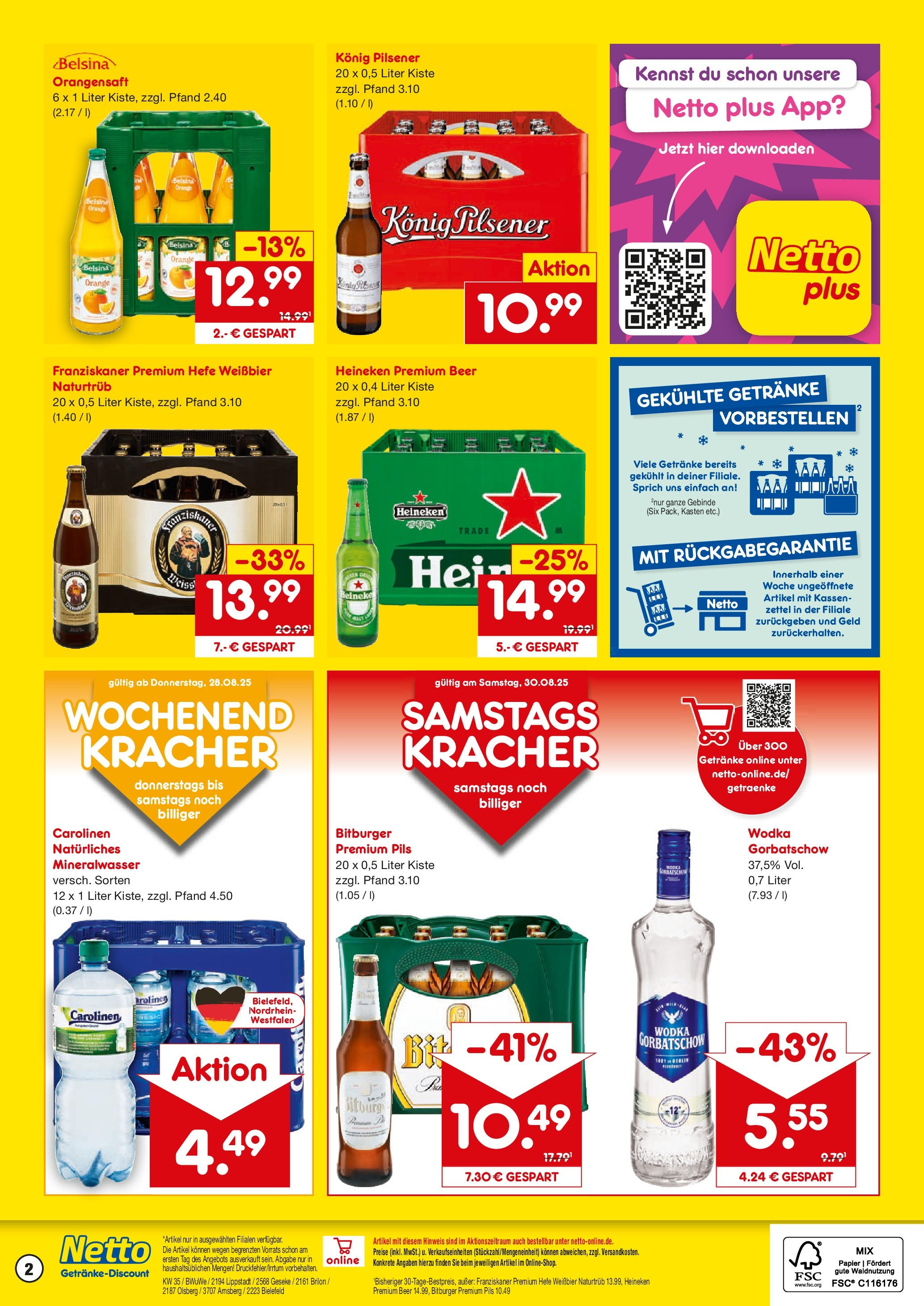 Netto Marken-Discount prospekt Brilon (ab 24.08.2025) » Angebote | Seite: 2 | Produkte: Pils, Mineralwasser, Wodka gorbatschow, Wodka Netto Marken-Discount prospekt Brilon (ab 24.08.2025) » Angebote | Seite: 2 | Produkte: Pils, Mineralwasser, Wodka gorbatschow, Wodka