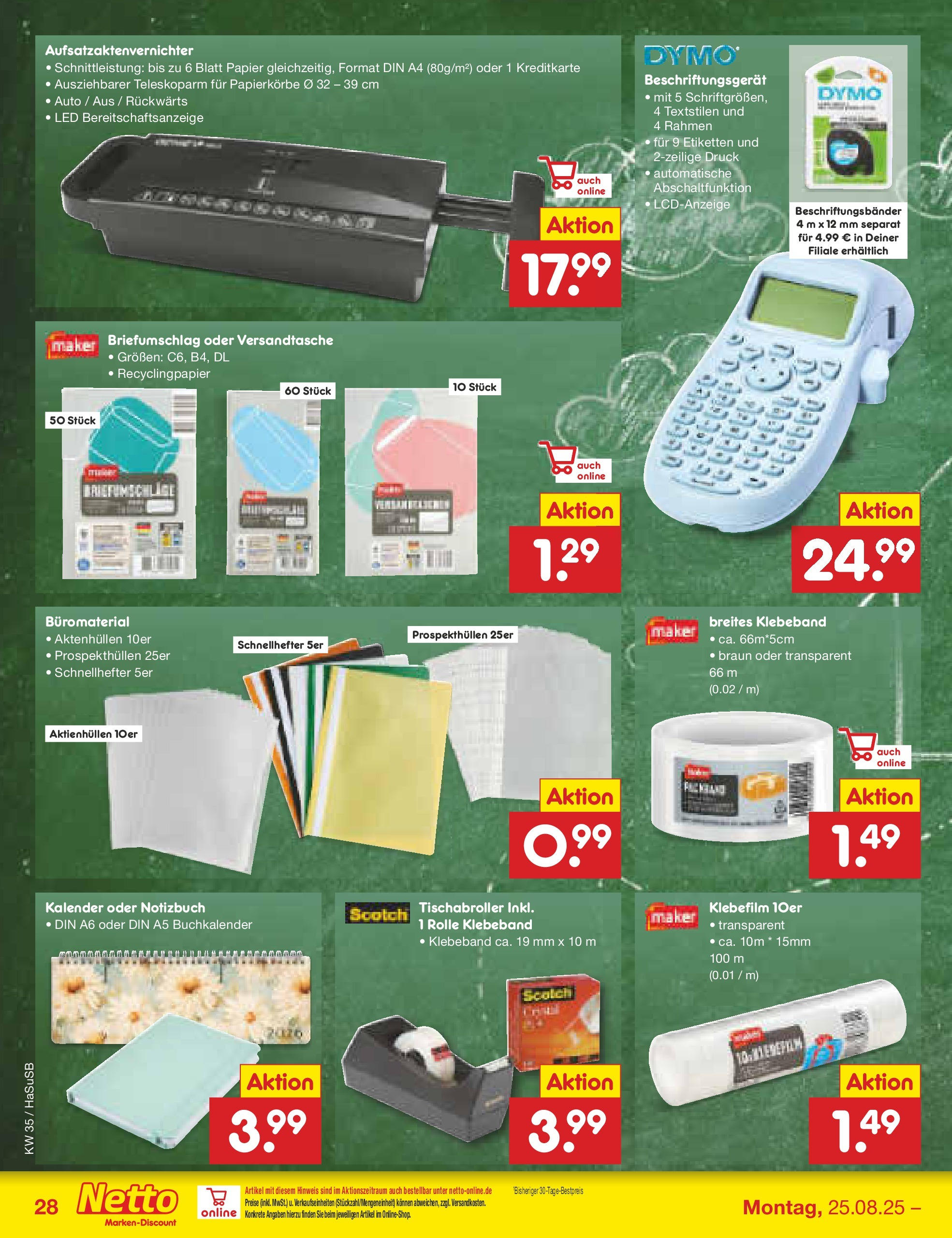 Netto Marken-Discount prospekt Wuppertal	 (ab 24.08.2025) » Angebote | Seite: 28 | Produkte: Notizbuch