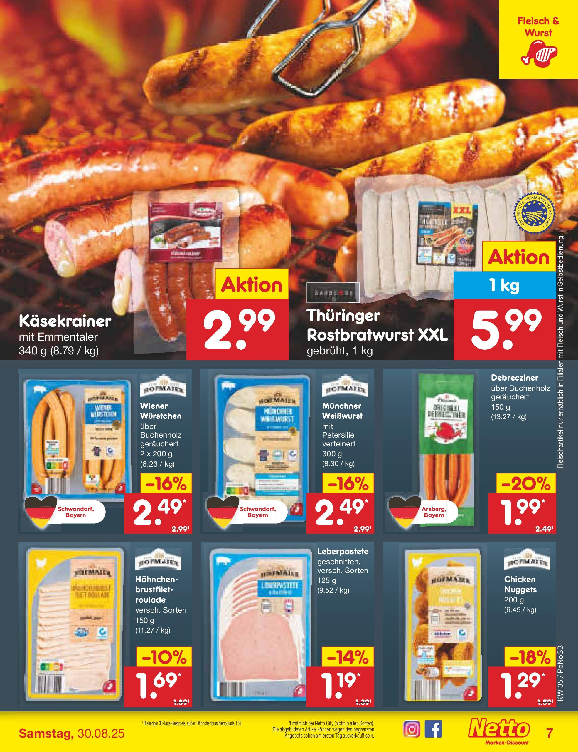 Netto Marken-Discount prospekt Amberg	 (ab 24.08.2025) » Angebote | Seite: 9 | Produkte: Hahnchen, Käsekrainer, Wurst, Petersilie