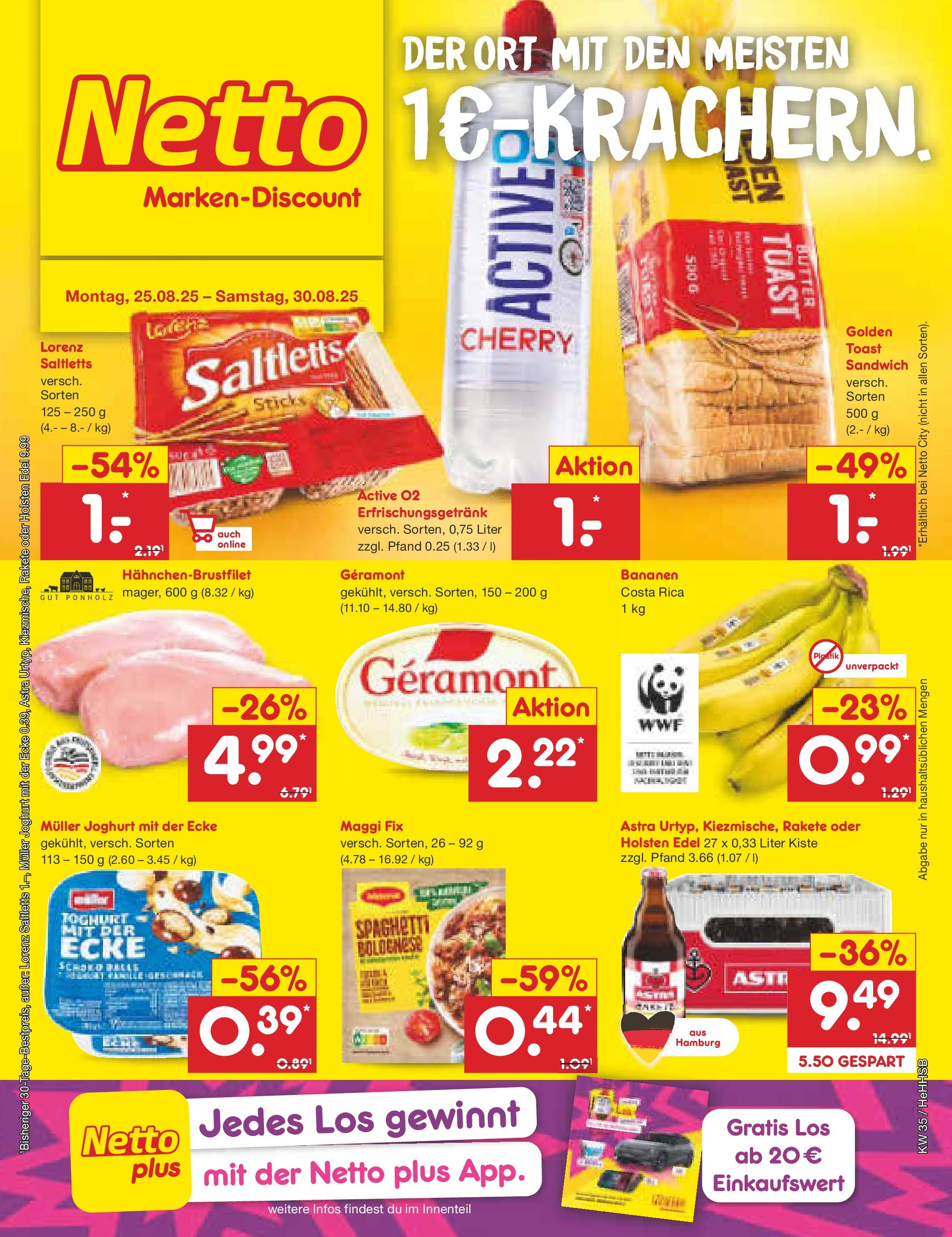 Netto Marken-Discount prospekt Hamburg	 (ab 24.08.2025) » Angebote | Seite: 1 | Produkte: Maggi, Toast, Holsten edel, Astra