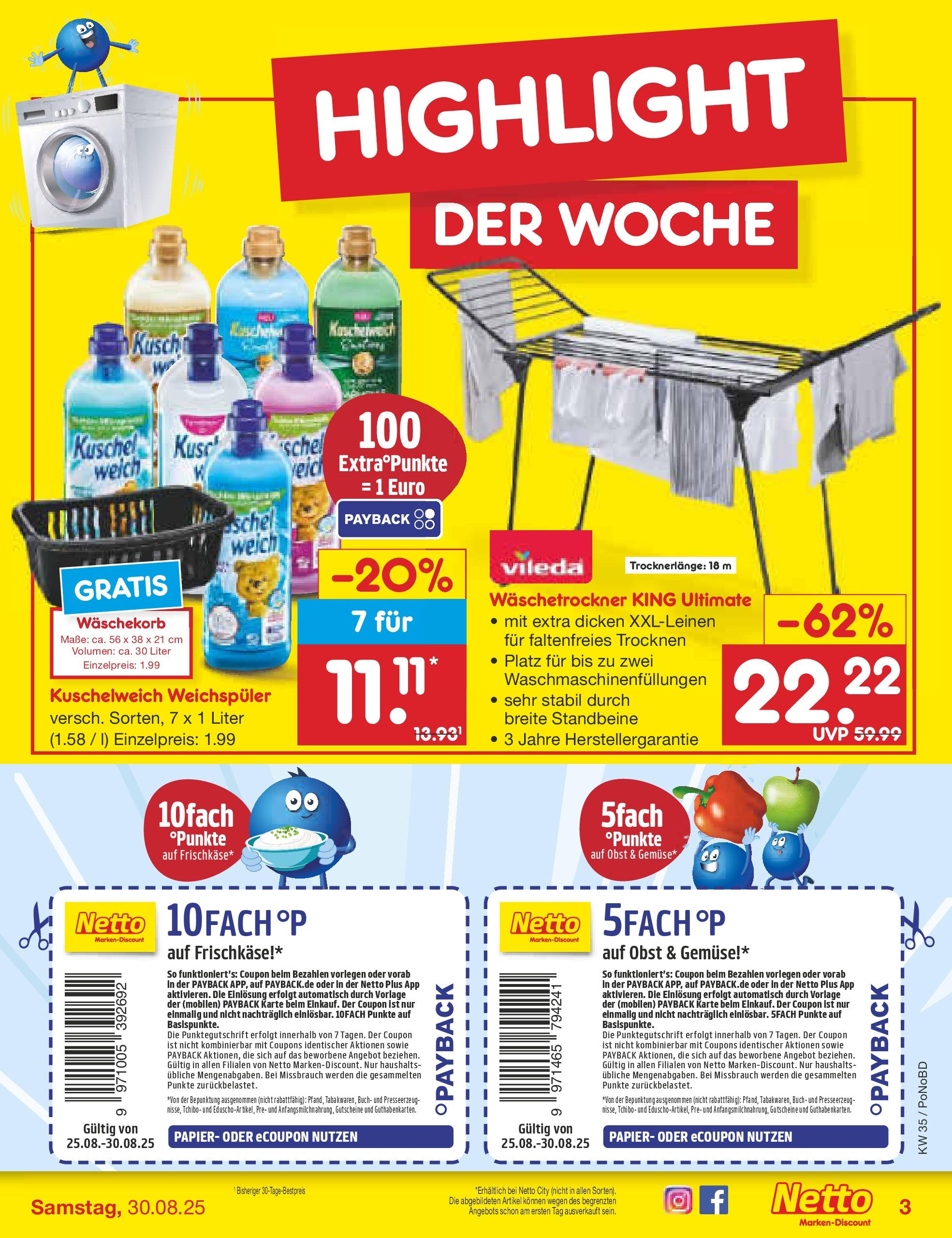 Netto Marken-Discount prospekt Selb	 (ab 24.08.2025) » Angebote | Seite: 3 | Produkte: Kuschelweich, Weichspüler, Gemüse, Frischkase