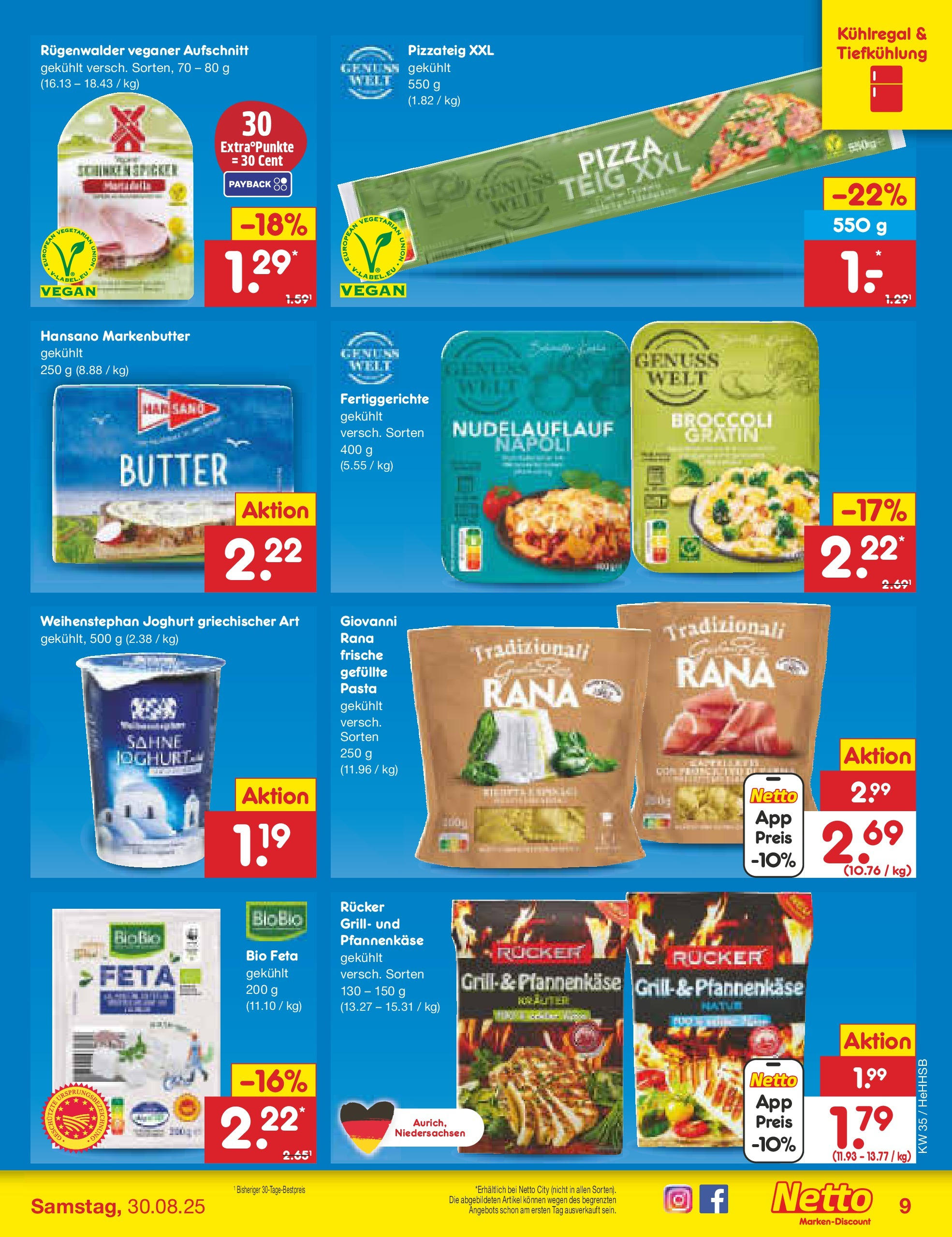 Netto Marken-Discount prospekt Hamburg	 (ab 24.08.2025) » Angebote | Seite: 15 | Produkte: Feta, Butter, Fertiggerichte, Schinken