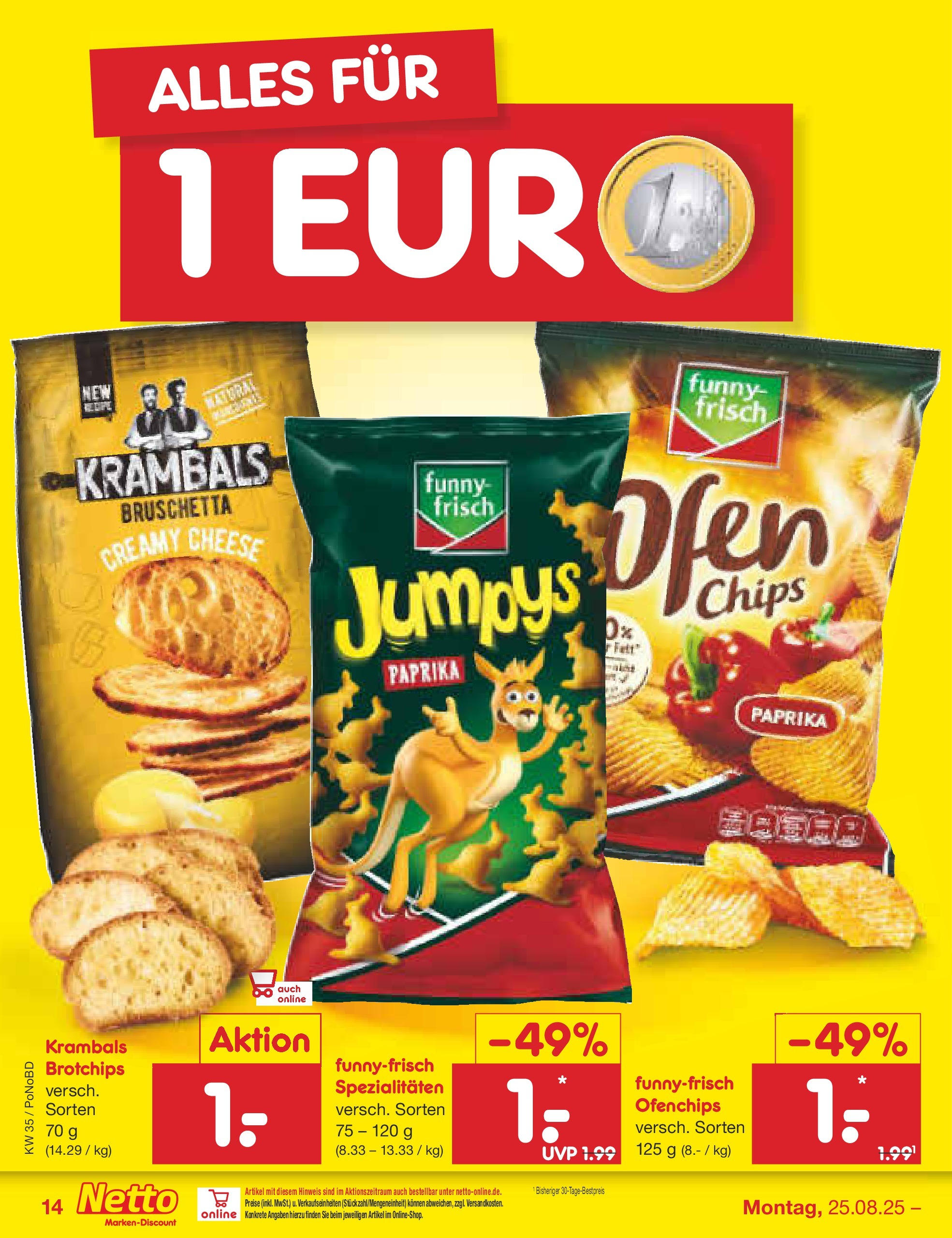 Netto Marken-Discount prospekt Selb	 (ab 24.08.2025) » Angebote | Seite: 18 | Produkte: Funny frisch, Paprika, Chips