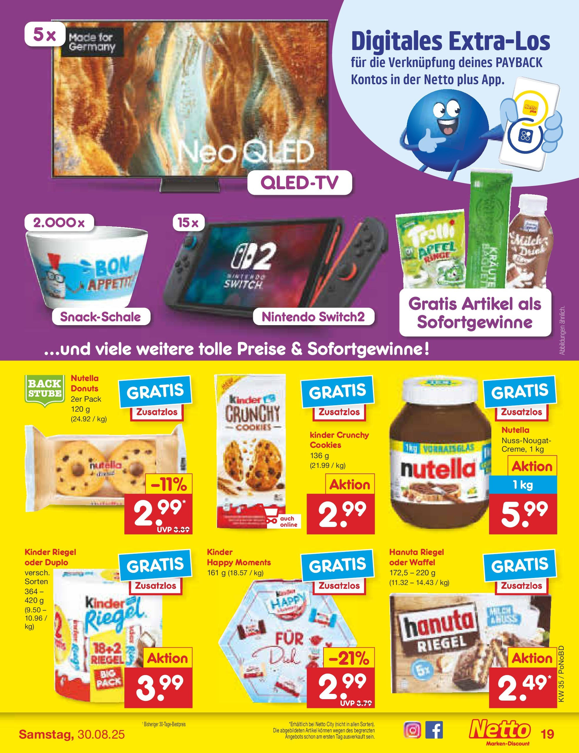 Netto Marken-Discount prospekt Selb	 (ab 24.08.2025) » Angebote | Seite: 25 | Produkte: Kinder riegel, Nutella, Donuts