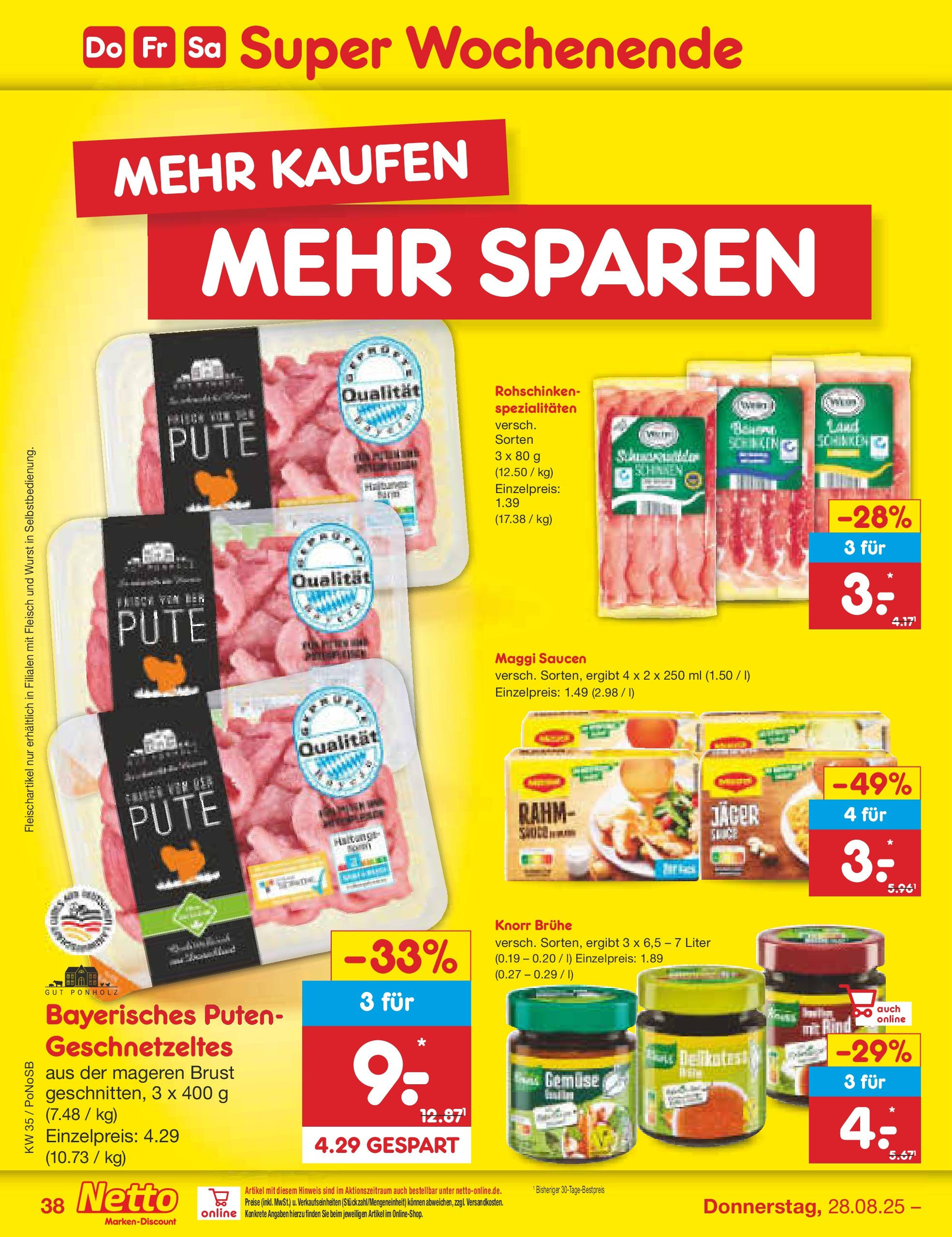 Netto Marken-Discount prospekt Amberg	 (ab 24.08.2025) » Angebote | Seite: 48 | Produkte: Pute, Maggi, Gemüse, Fleisch