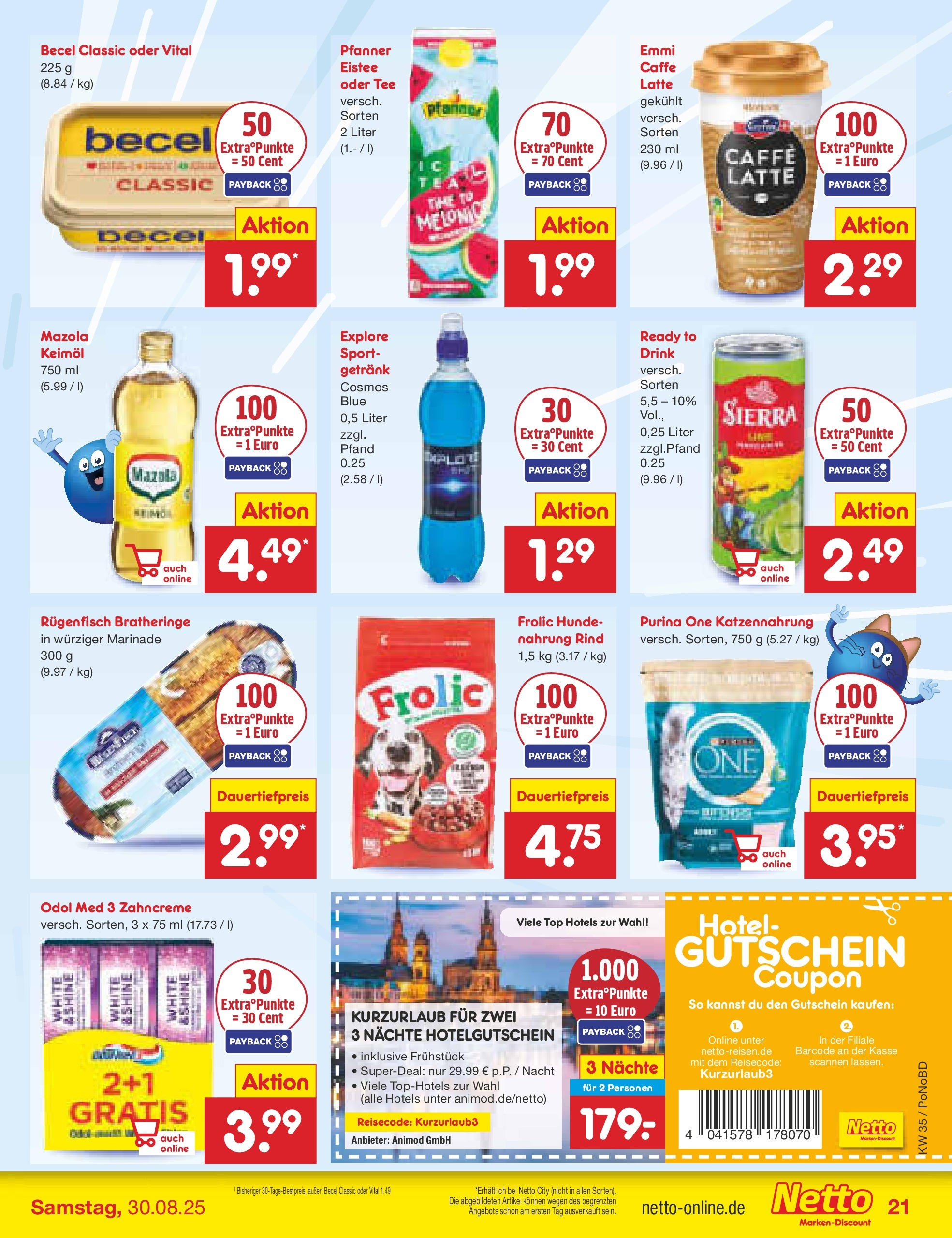 Netto Marken-Discount prospekt Selb	 (ab 24.08.2025) » Angebote | Seite: 27 | Produkte: Purina one, Top, Becel, Tee