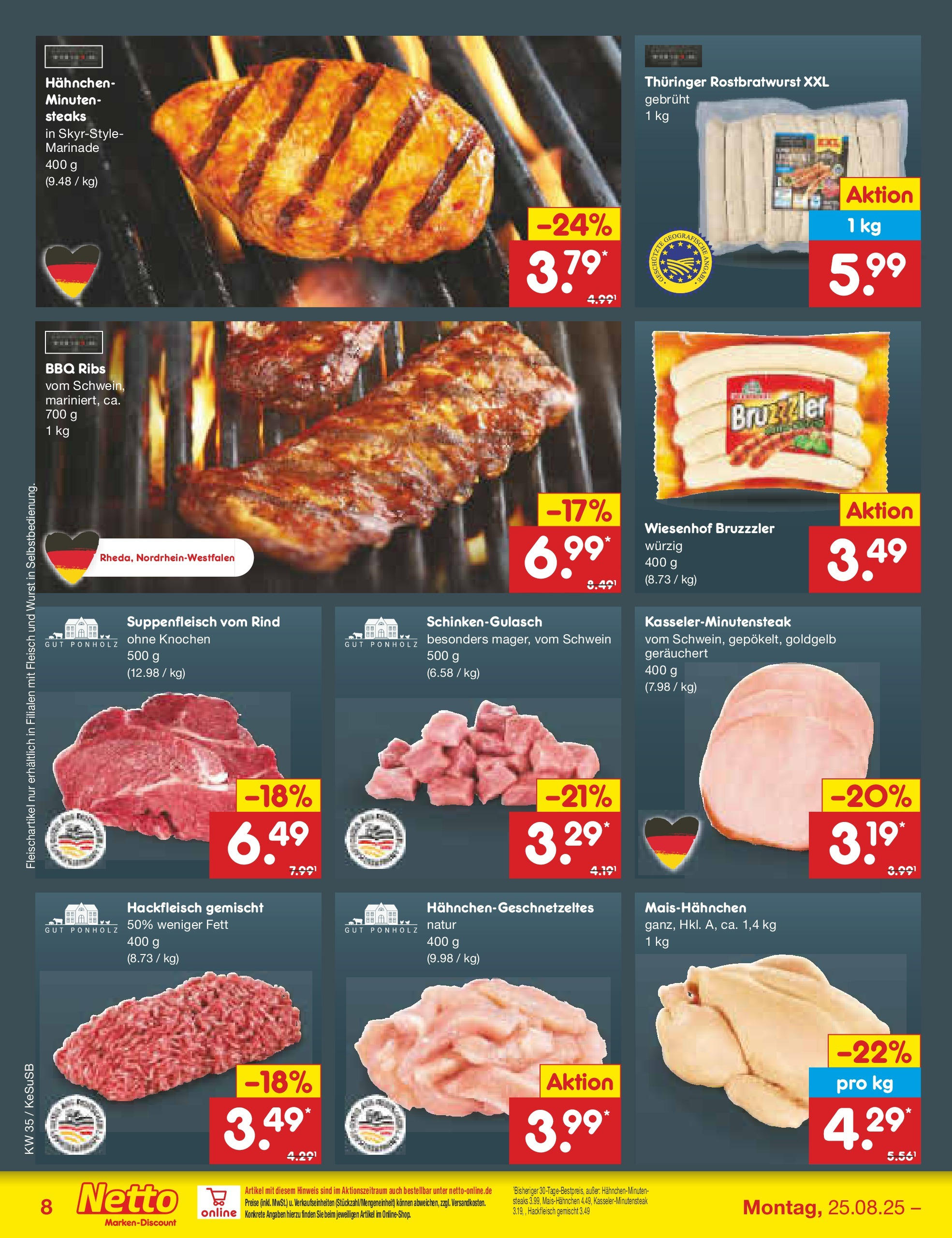 Netto Marken-Discount prospekt Kruft	 (ab 24.08.2025) » Angebote | Seite: 14 | Produkte: Hahnchen, Suppenfleisch, Fleisch, Hackfleisch