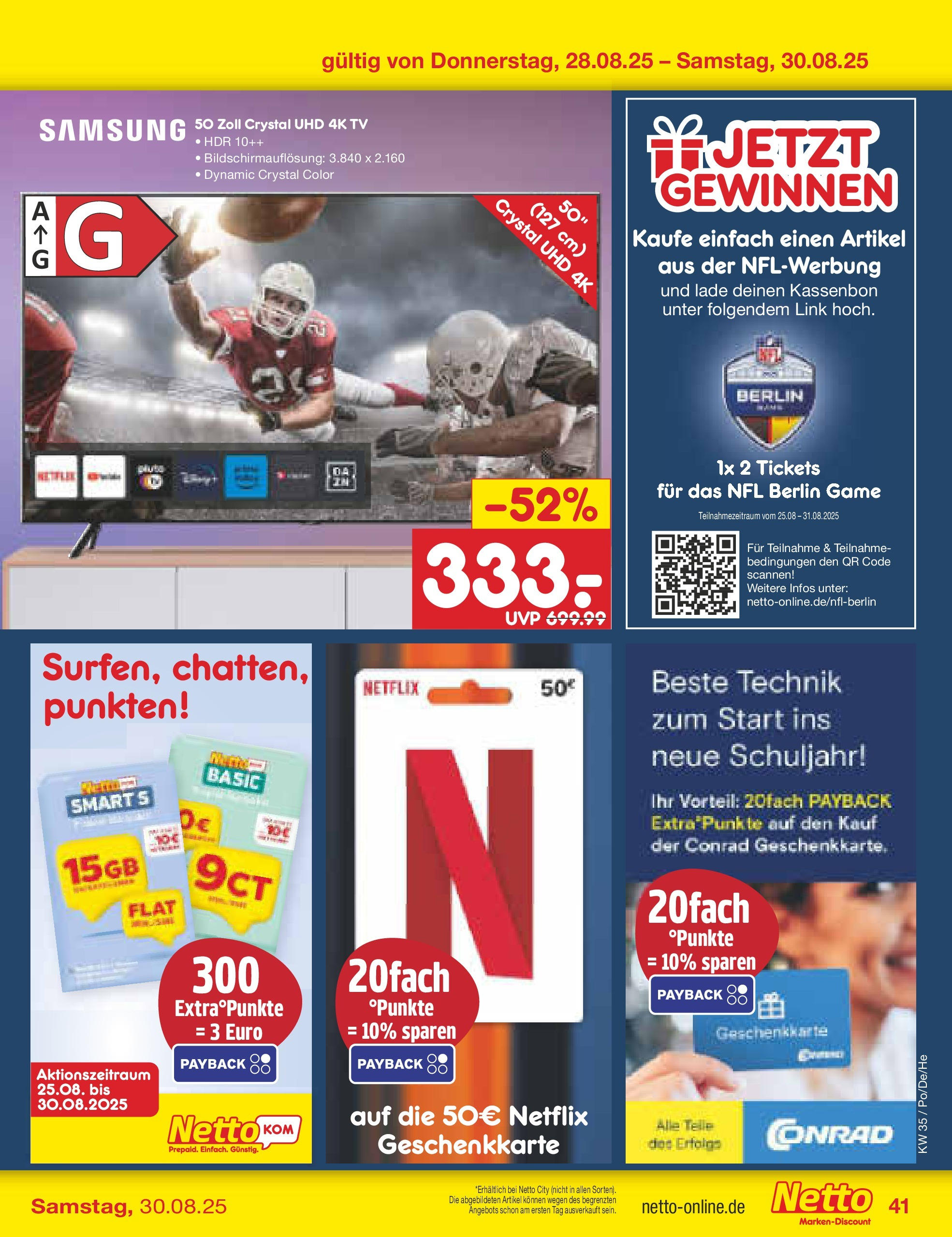 Netto Marken-Discount prospekt Selb	 (ab 24.08.2025) » Angebote | Seite: 53 | Produkte: Samsung, TV