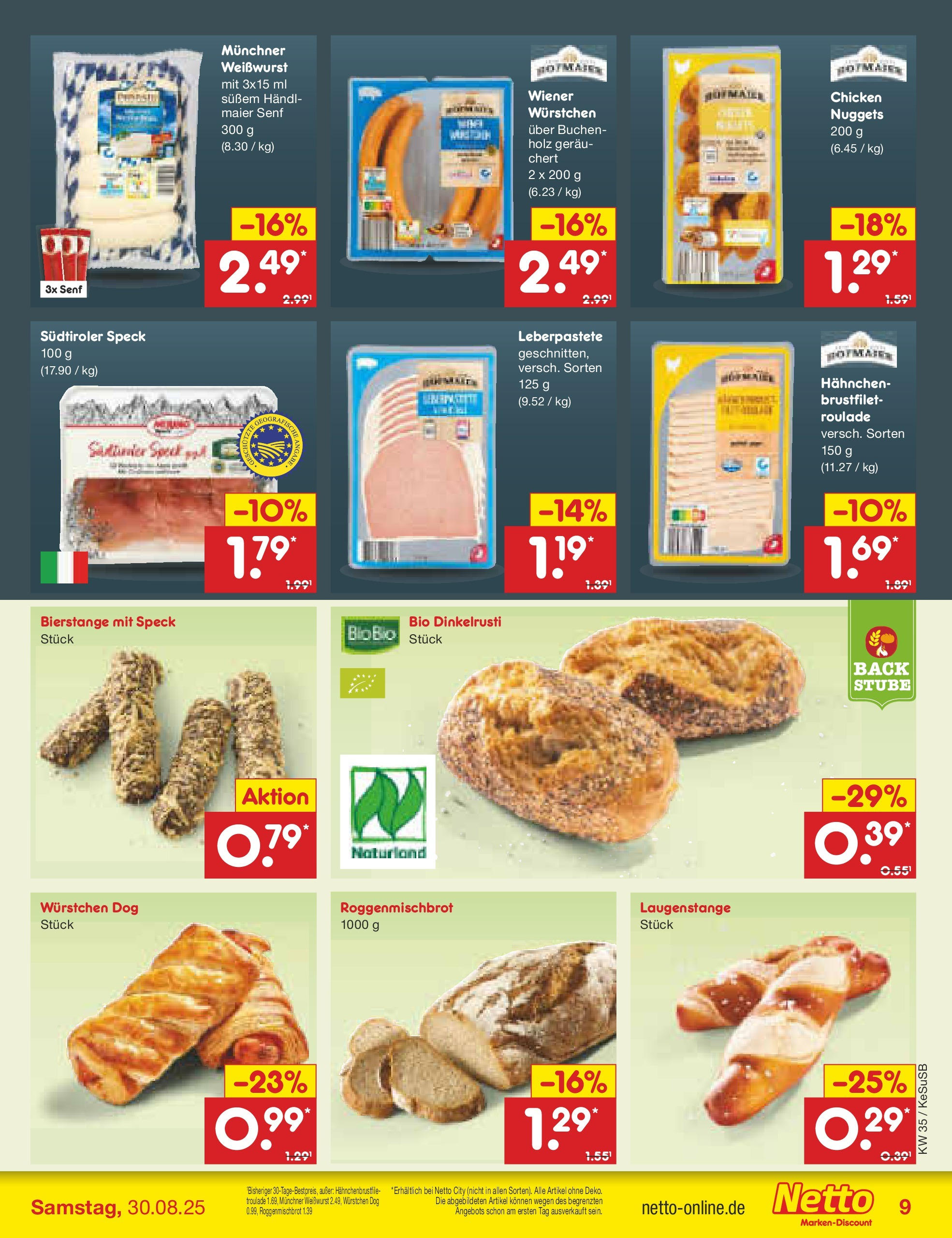 Netto Marken-Discount prospekt Kruft	 (ab 24.08.2025) » Angebote | Seite: 15 | Produkte: Hahnchen, Weißwurst