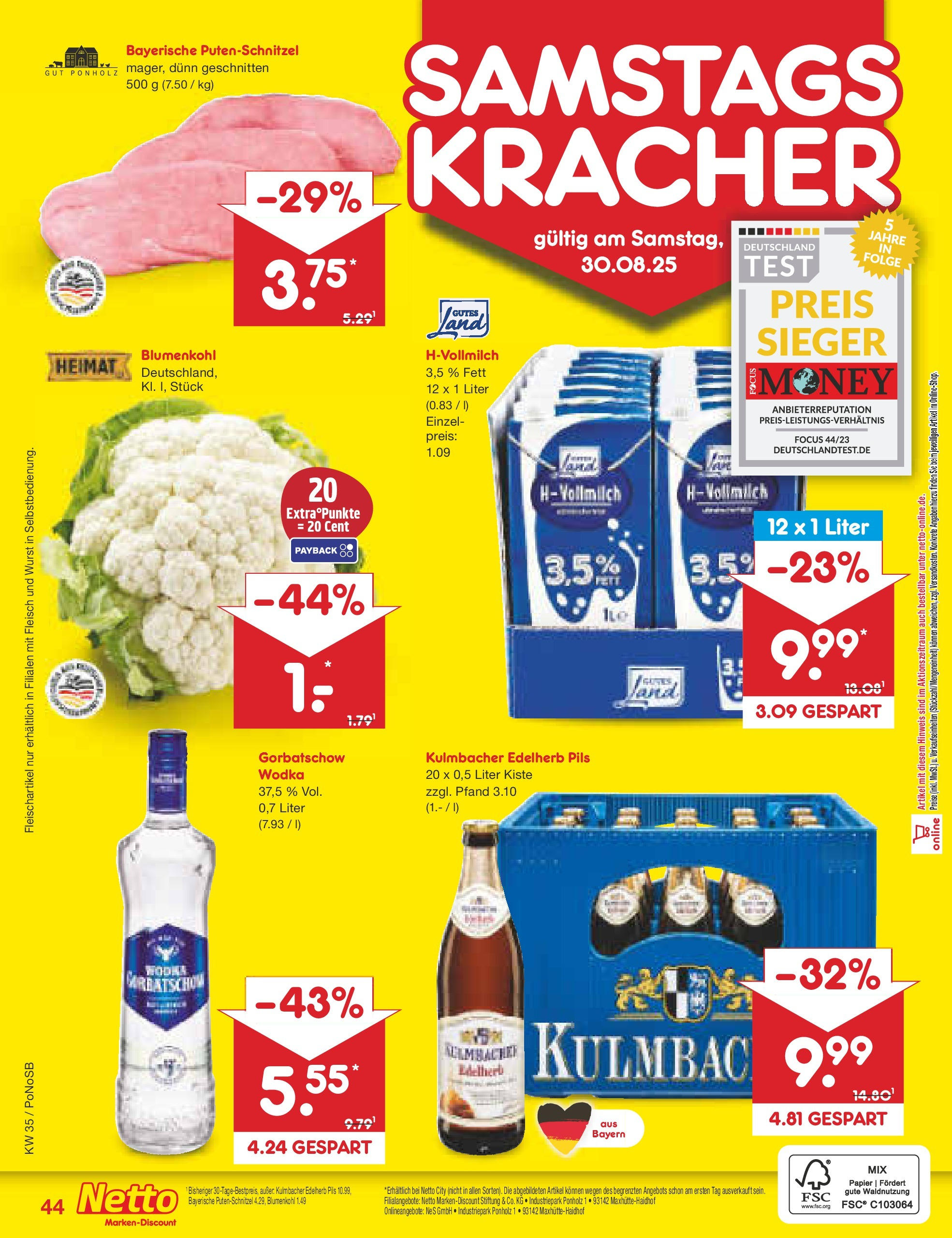 Netto Marken-Discount prospekt Amberg	 (ab 24.08.2025) » Angebote | Seite: 56 | Produkte: Pils, Putenschnitzel, Wurst, Wodka