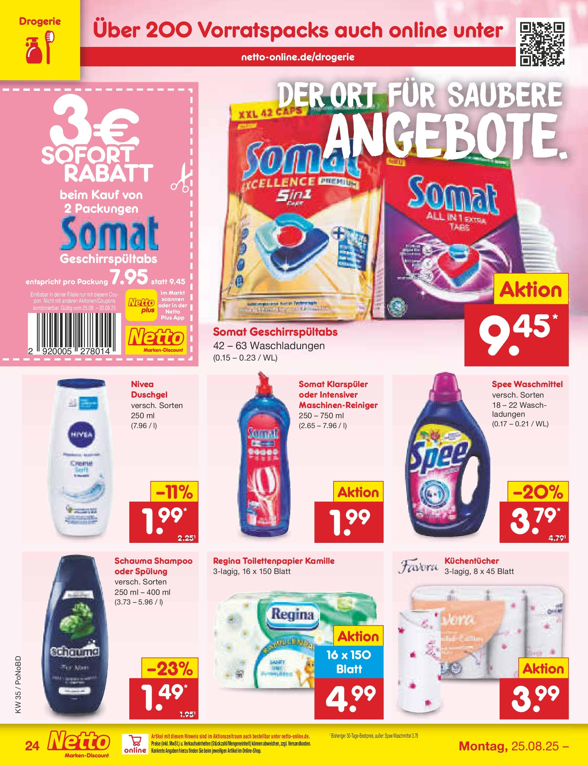 Netto Marken-Discount prospekt Selb	 (ab 24.08.2025) » Angebote | Seite: 32 | Produkte: Schauma shampoo, Spülung, Klarspüler, Toilettenpapier