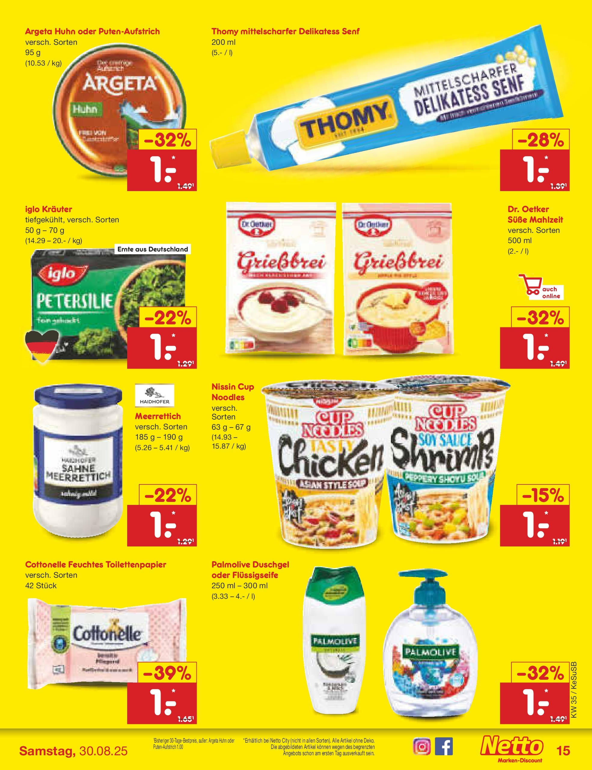 Netto Marken-Discount prospekt Kruft	 (ab 24.08.2025) » Angebote | Seite: 21 | Produkte: Iglo, Duschgel, Petersilie, Feuchtes Toilettenpapier