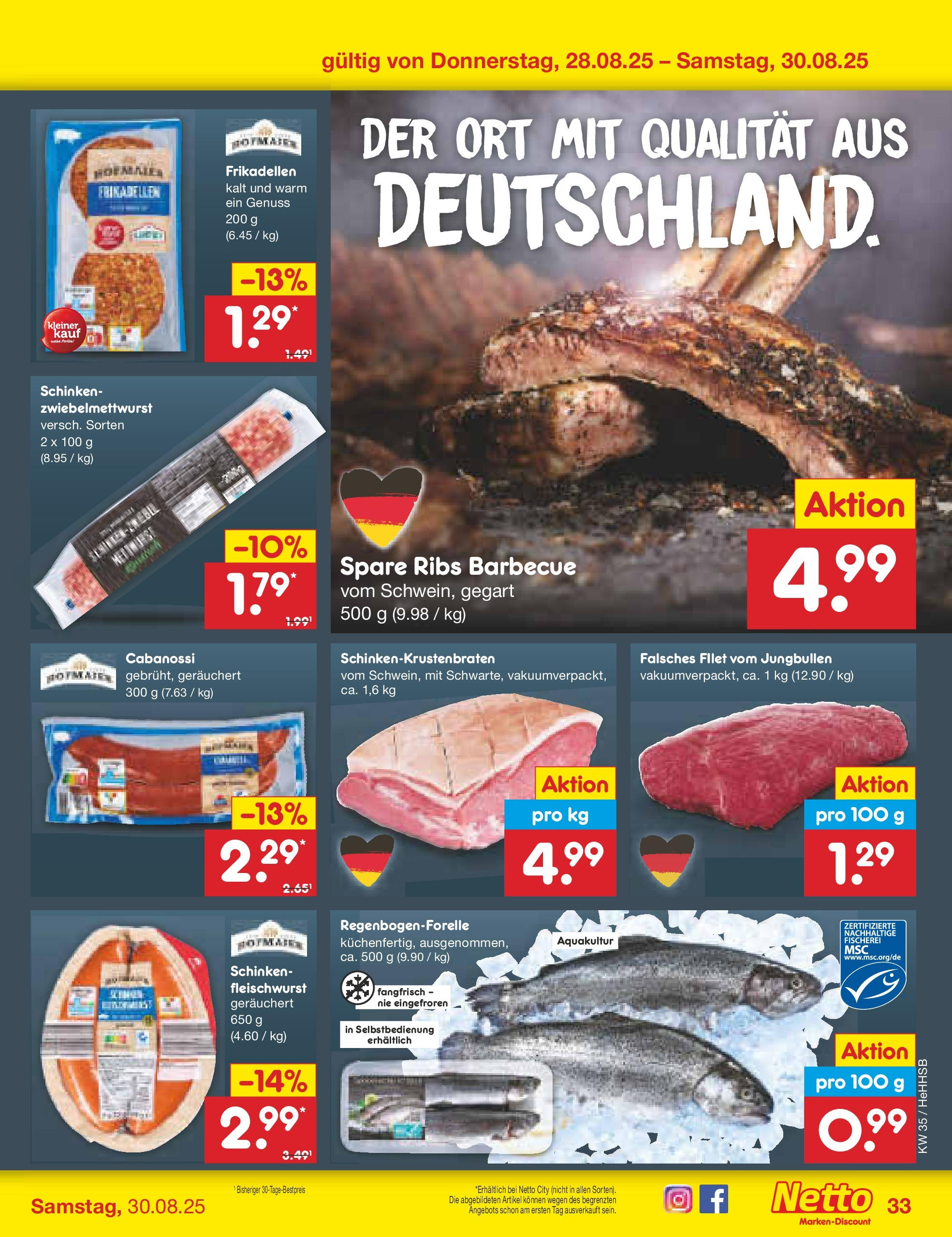 Netto Marken-Discount prospekt Hamburg	 (ab 24.08.2025) » Angebote | Seite: 49 | Produkte: Spare ribs, Schinken