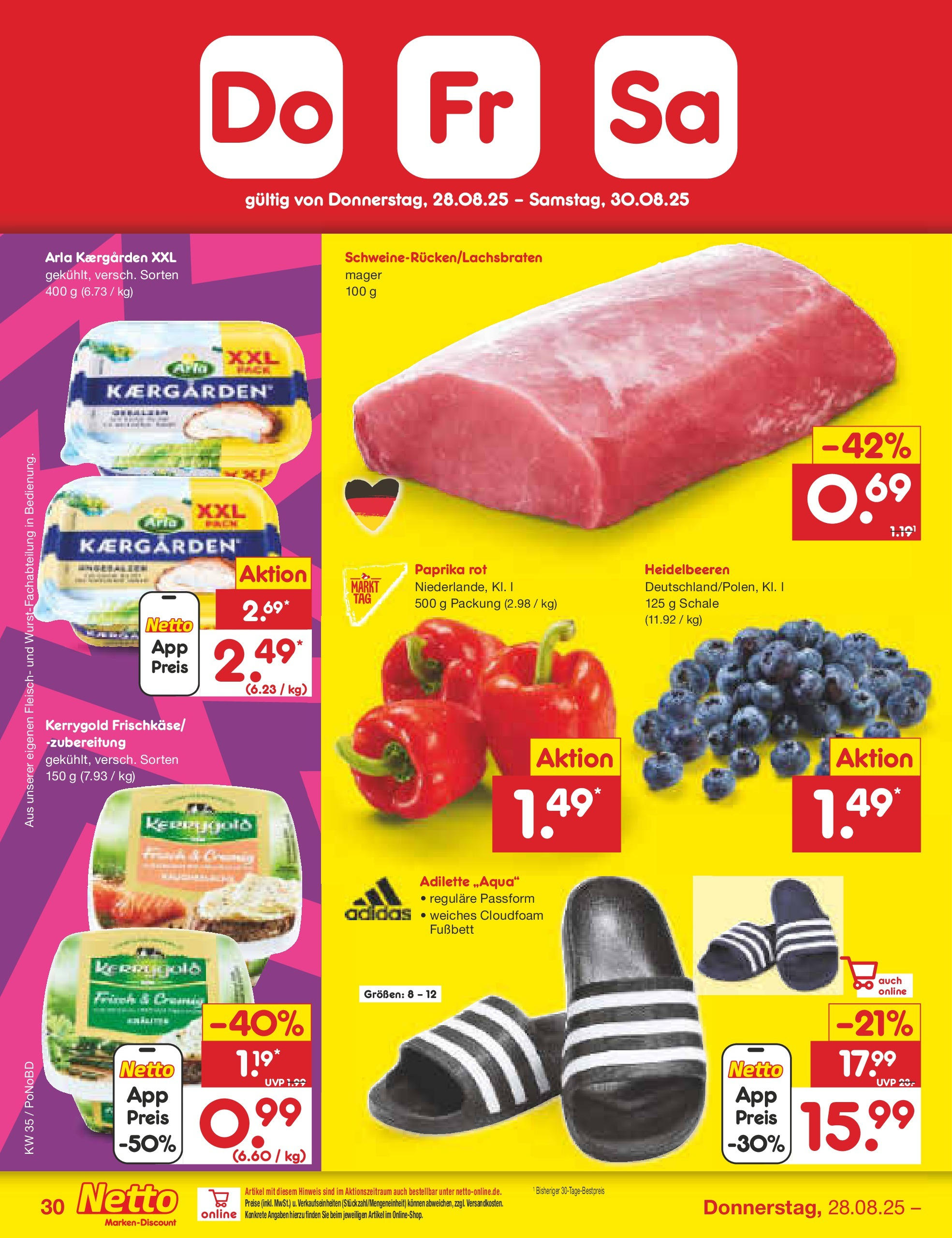 Netto Marken-Discount prospekt Selb	 (ab 24.08.2025) » Angebote | Seite: 40 | Produkte: Paprika rot, Heidelbeeren, Paprika, Fleisch