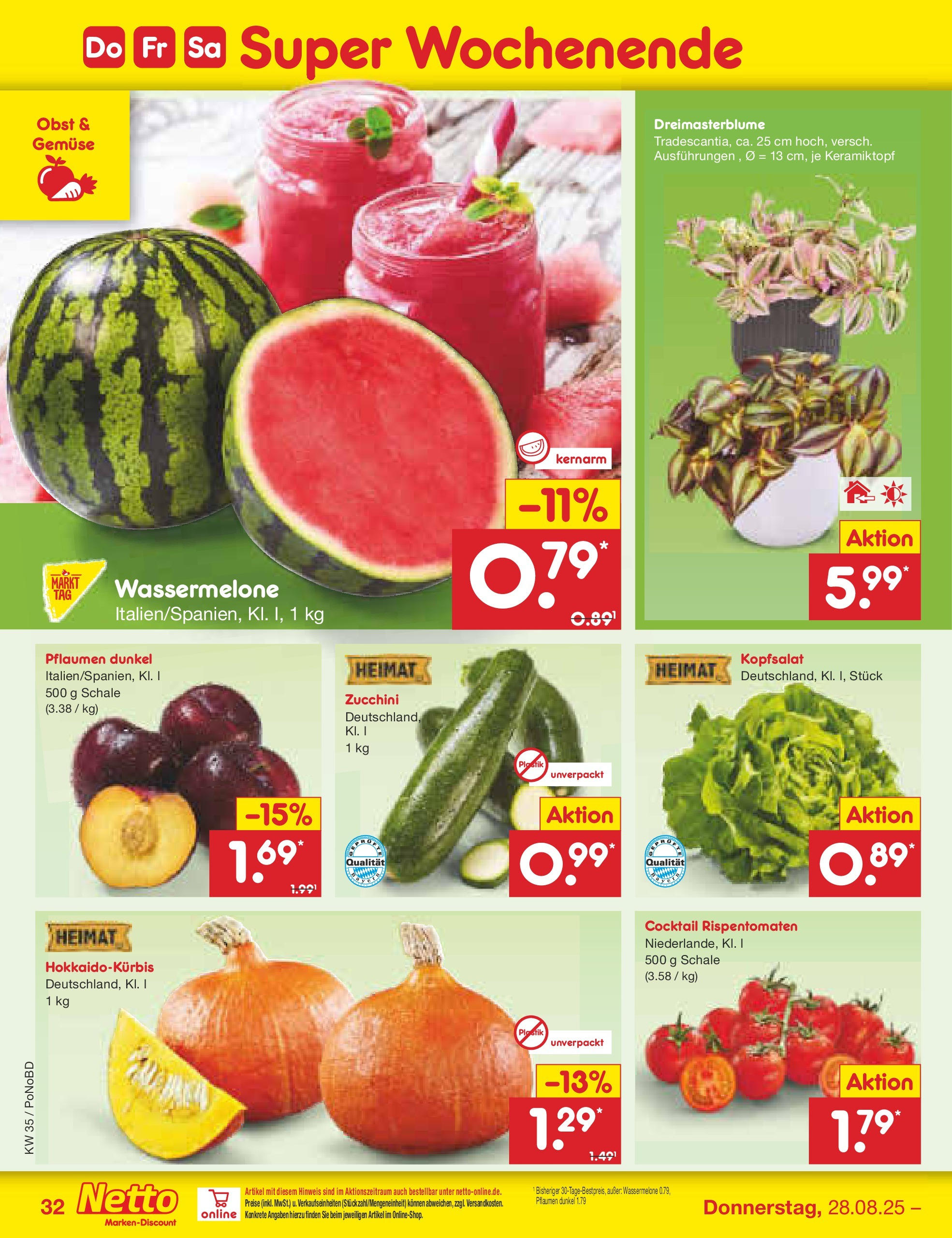 Netto Marken-Discount prospekt Selb	 (ab 24.08.2025) » Angebote | Seite: 42 | Produkte: Pflaumen, Gemüse, Obst, Wassermelone