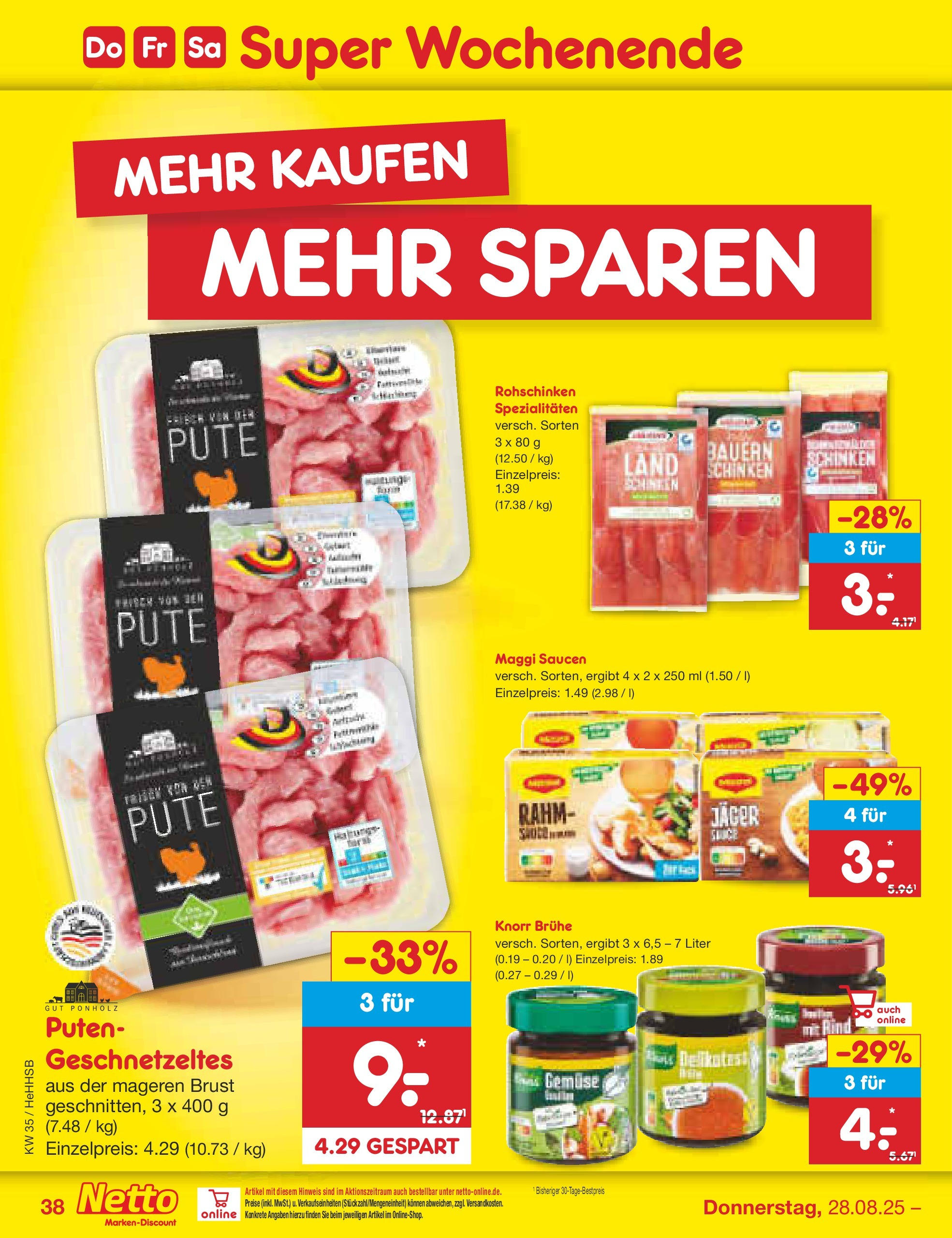 Netto Marken-Discount prospekt Hamburg	 (ab 24.08.2025) » Angebote | Seite: 54 | Produkte: Pute, Knorr, Gemüse, Schinken