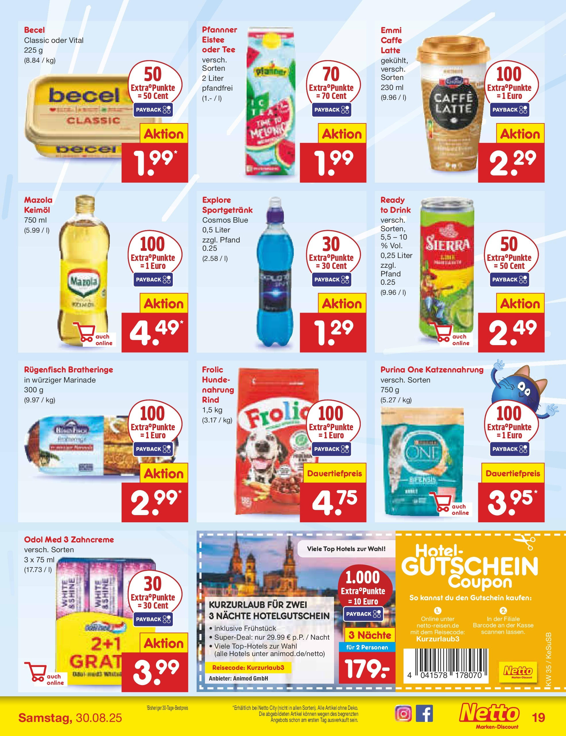 Netto Marken-Discount prospekt Kruft	 (ab 24.08.2025) » Angebote | Seite: 27 | Produkte: Purina one, Top, Grat, Tee