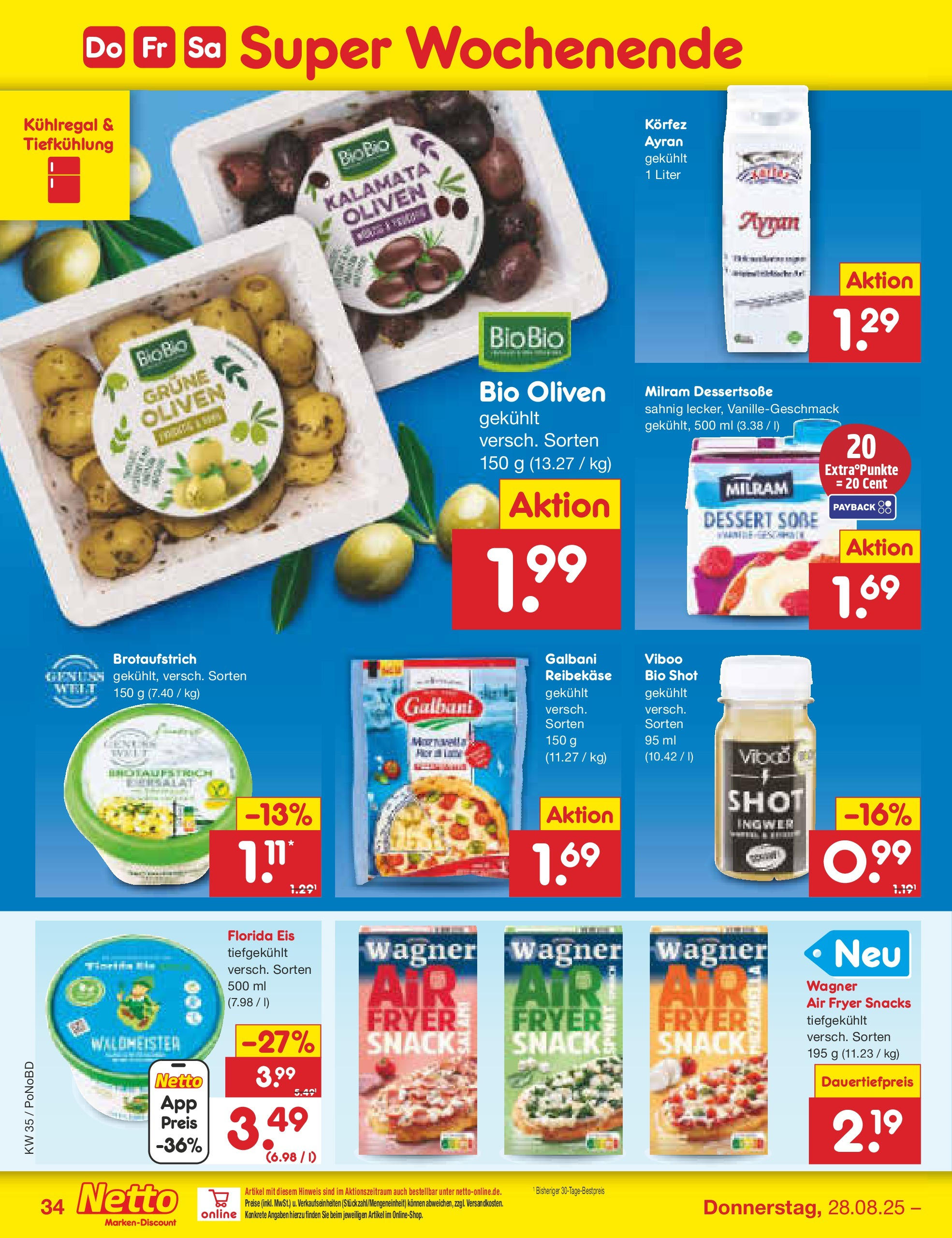 Netto Marken-Discount prospekt Selb	 (ab 24.08.2025) » Angebote | Seite: 44 | Produkte: Milram, Reibekase, Eis
