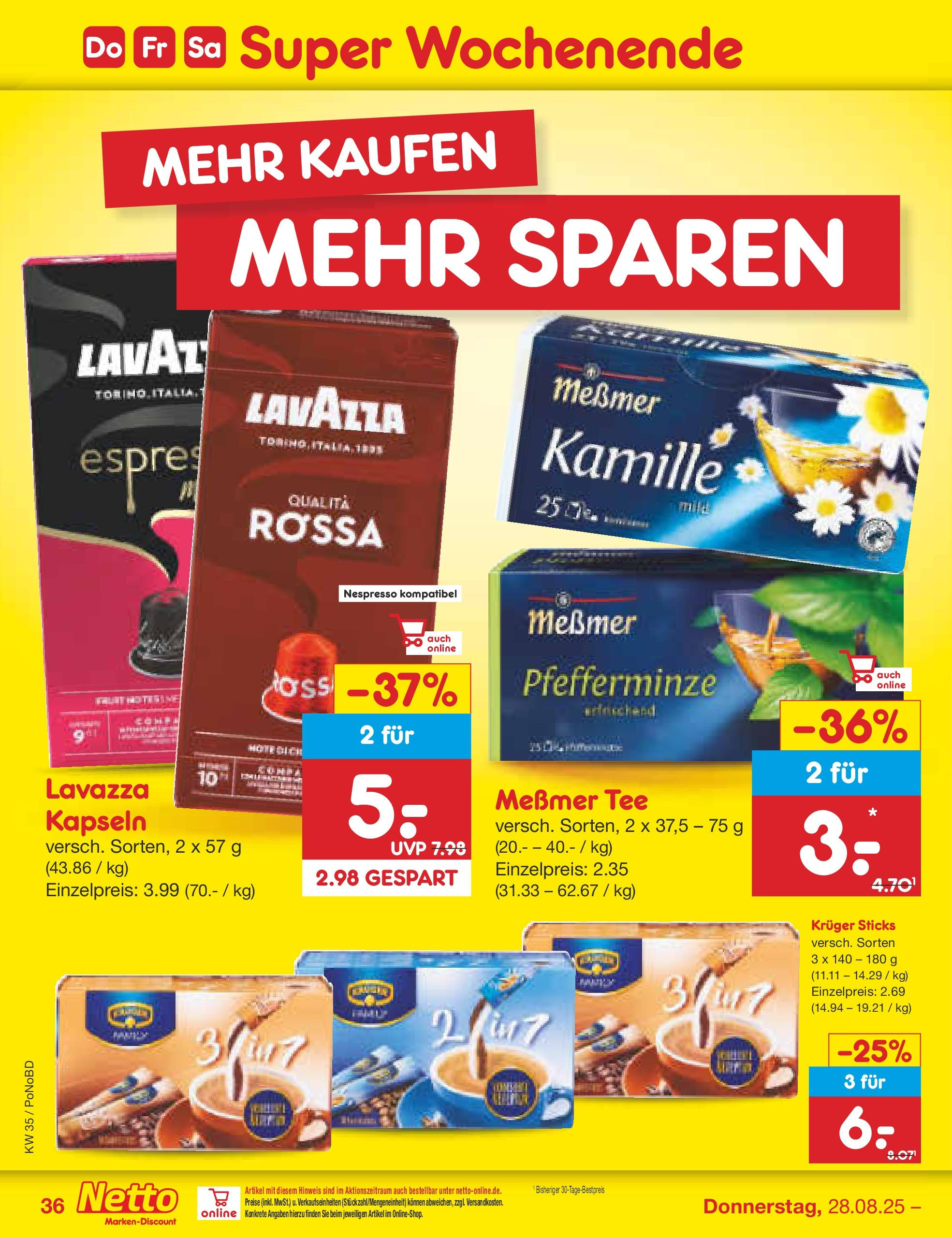 Netto Marken-Discount prospekt Selb	 (ab 24.08.2025) » Angebote | Seite: 46 | Produkte: Lavazza, Messmer, Tee