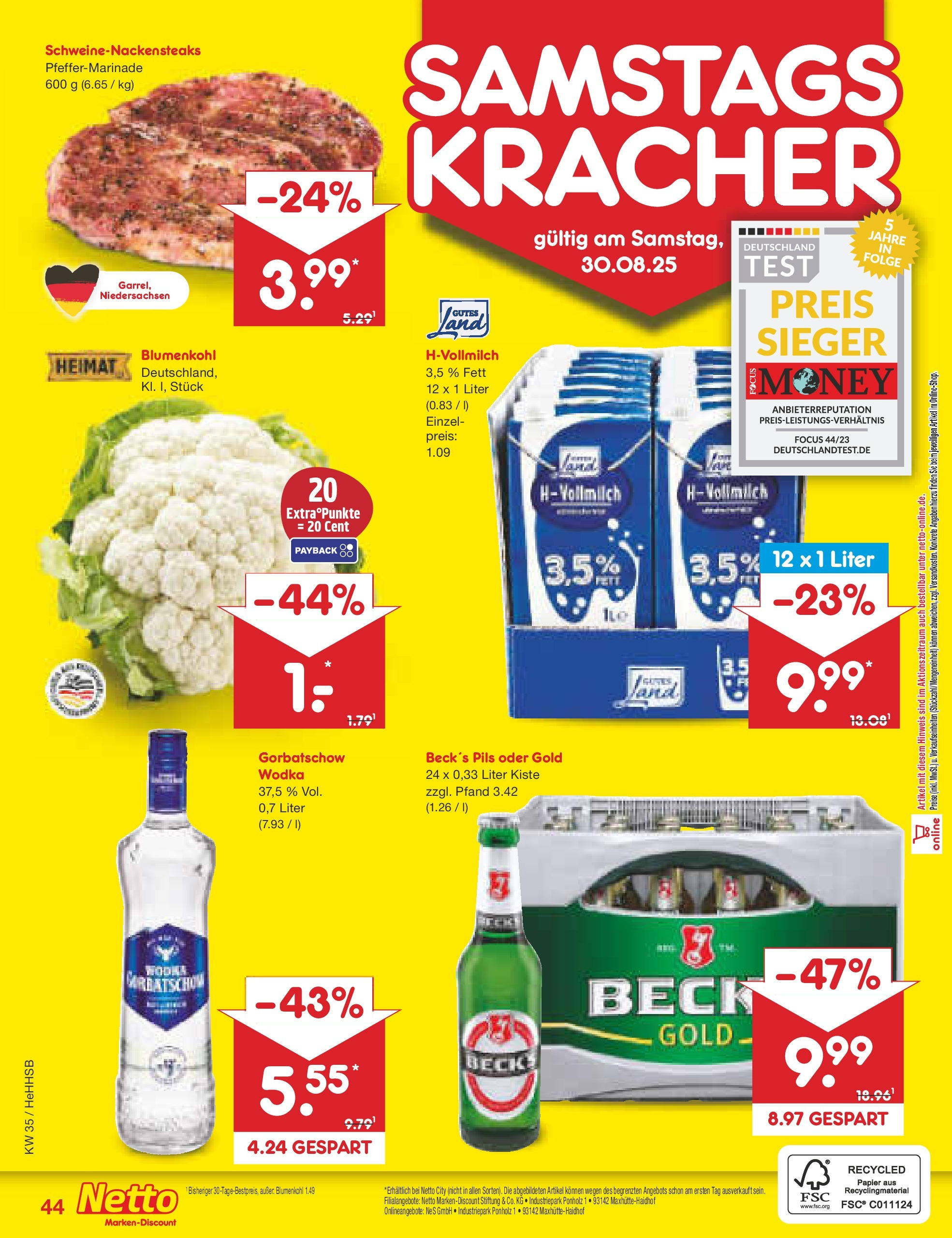 Netto Marken-Discount prospekt Hamburg	 (ab 24.08.2025) » Angebote | Seite: 64 | Produkte: Pils, Blumenkohl, Wodka