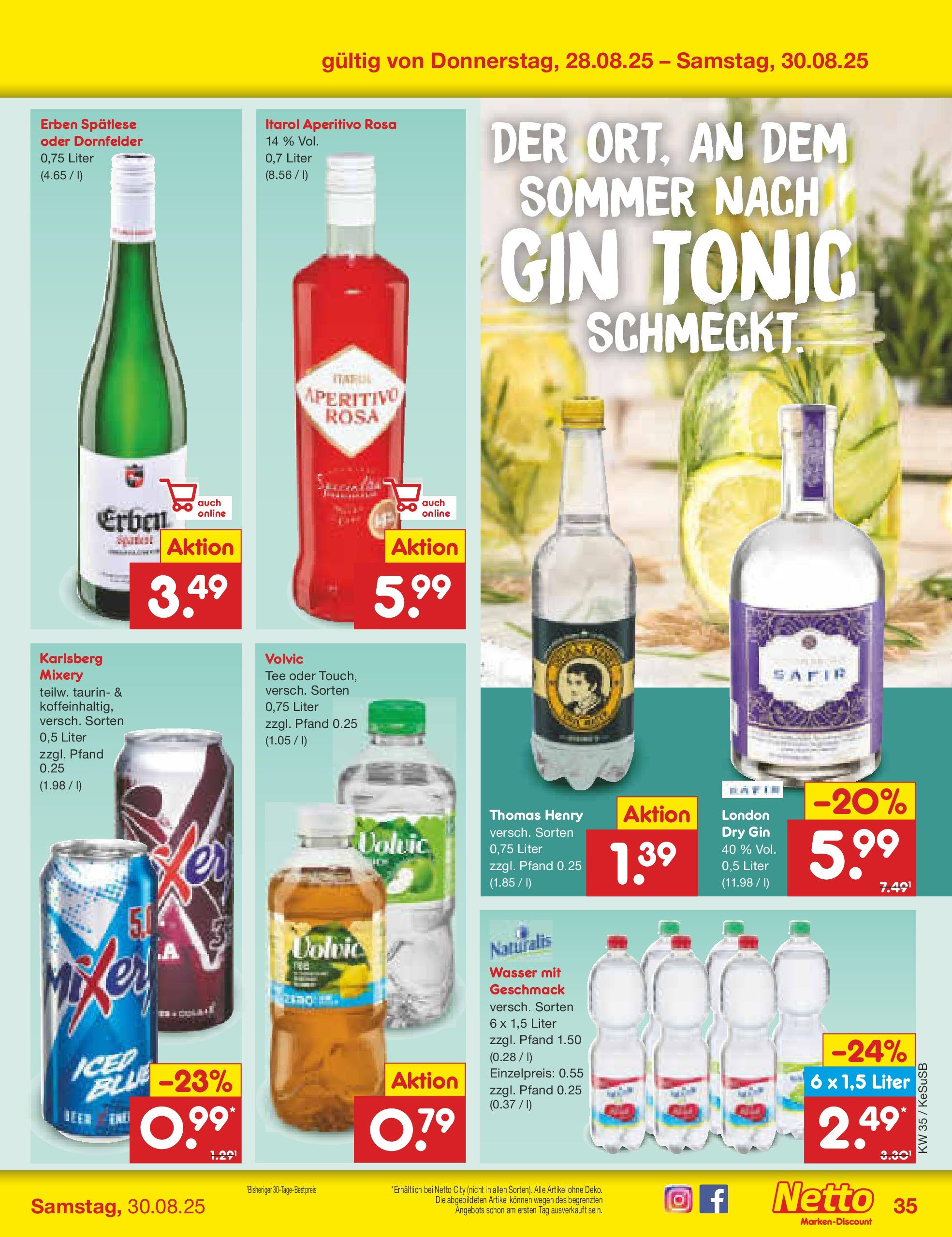 Netto Marken-Discount prospekt Kruft	 (ab 24.08.2025) » Angebote | Seite: 49 | Produkte: Mixery, Tee, Gin, Volvic