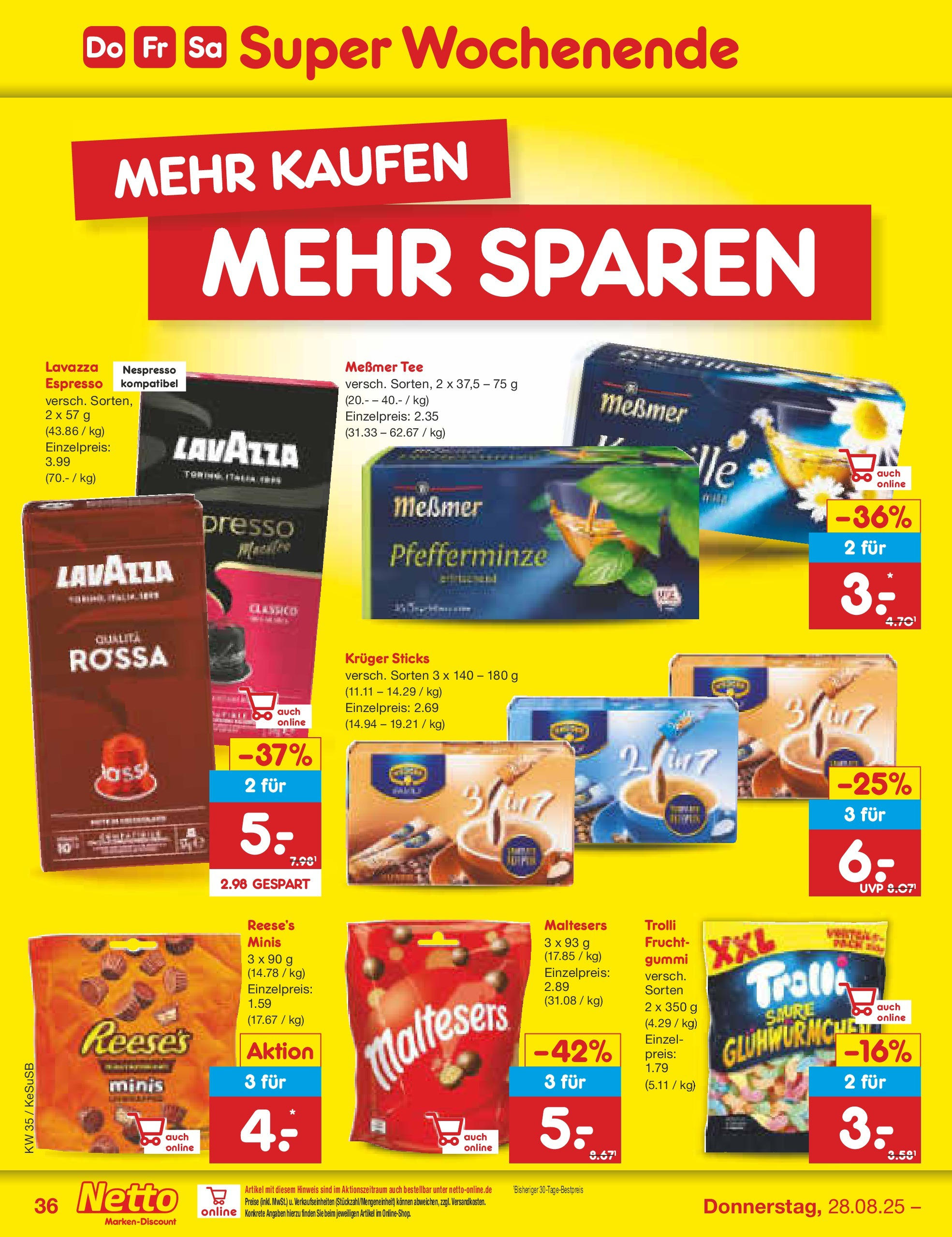 Netto Marken-Discount prospekt Kruft	 (ab 24.08.2025) » Angebote | Seite: 52 | Produkte: Lavazza, Messmer, Tee