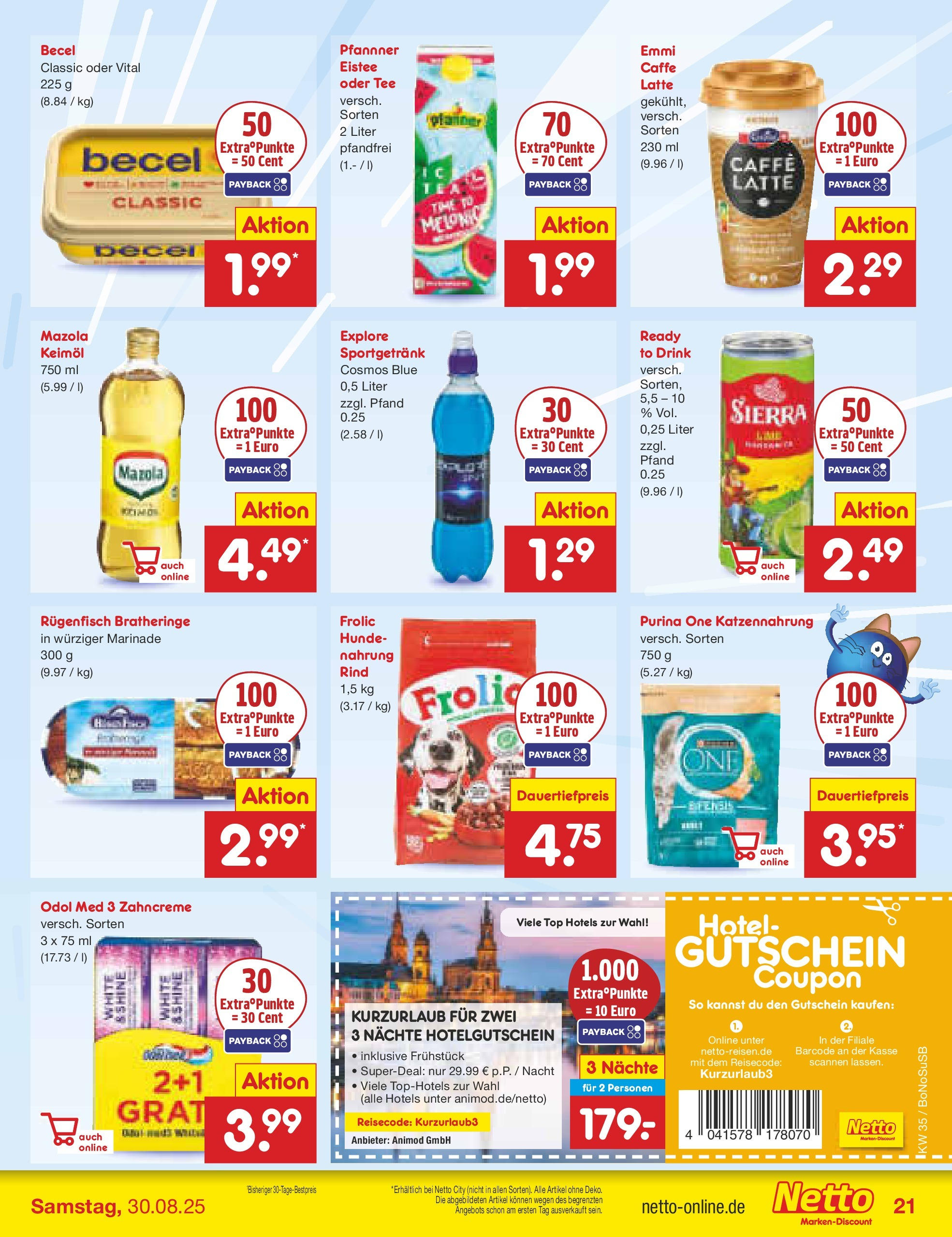 Netto Marken-Discount prospekt Herne (ab 24.08.2025) » Angebote | Seite: 27 | Produkte: Purina one, Becel, Grat, Tee Netto Marken-Discount prospekt Herne (ab 24.08.2025) » Angebote | Seite: 27 | Produkte: Purina one, Becel, Grat, Tee