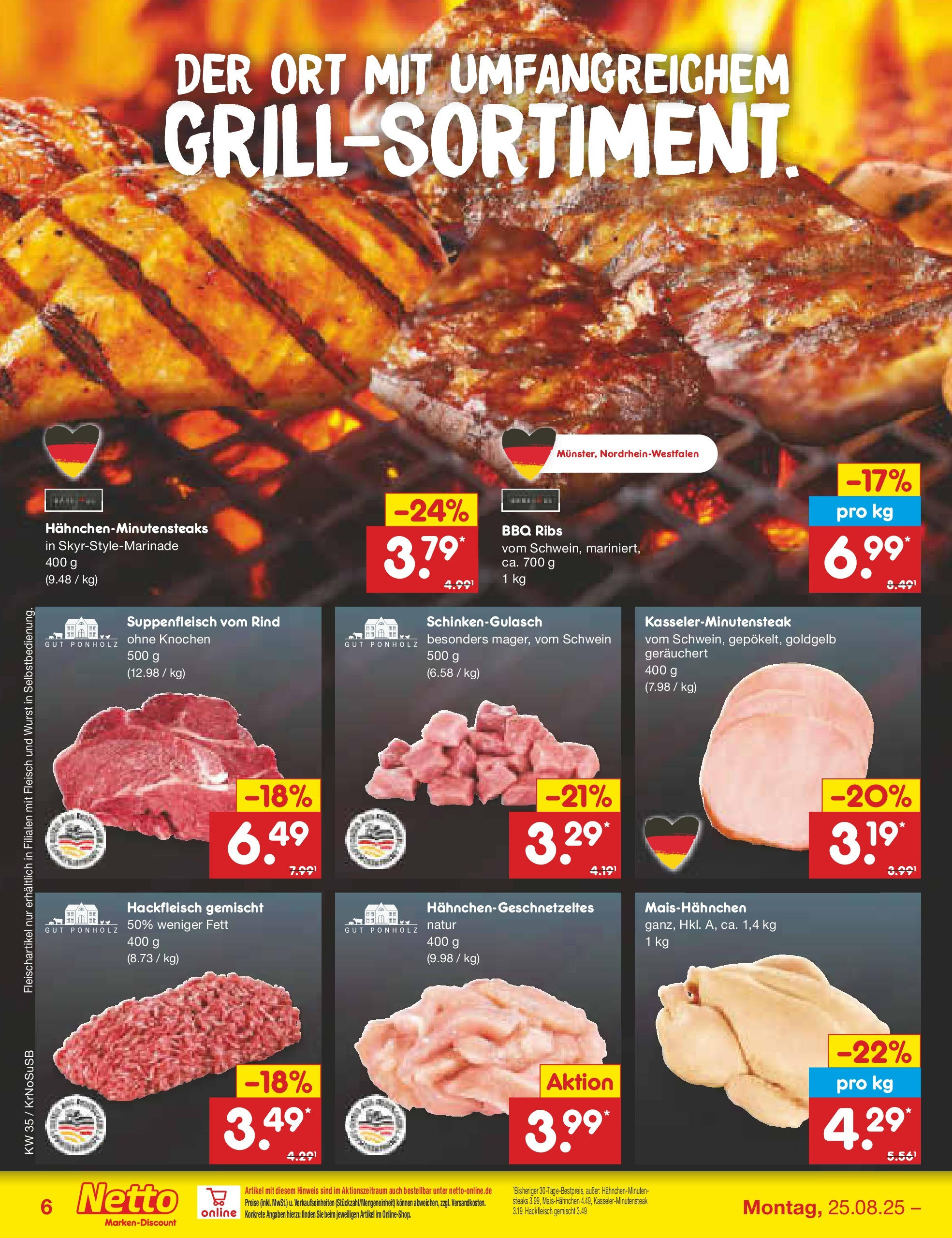 Netto Marken-Discount prospekt Jüchen	 (ab 24.08.2025) » Angebote | Seite: 10 | Produkte: Suppenfleisch, Wurst, Fleisch, Hackfleisch