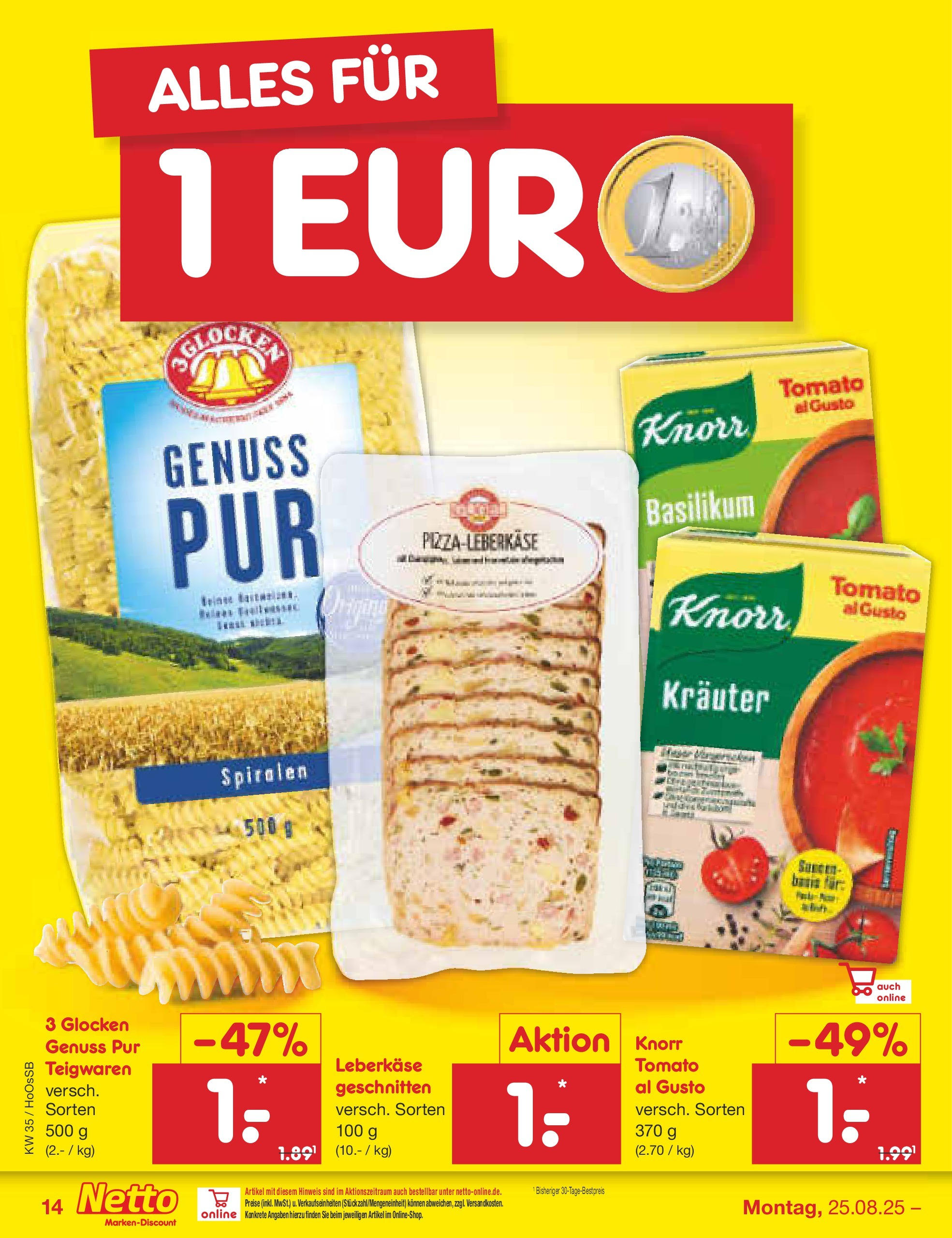 Netto Marken-Discount prospekt Wolfenbüttel	 (ab 24.08.2025) » Angebote | Seite: 20 | Produkte: Knorr, Leberkase