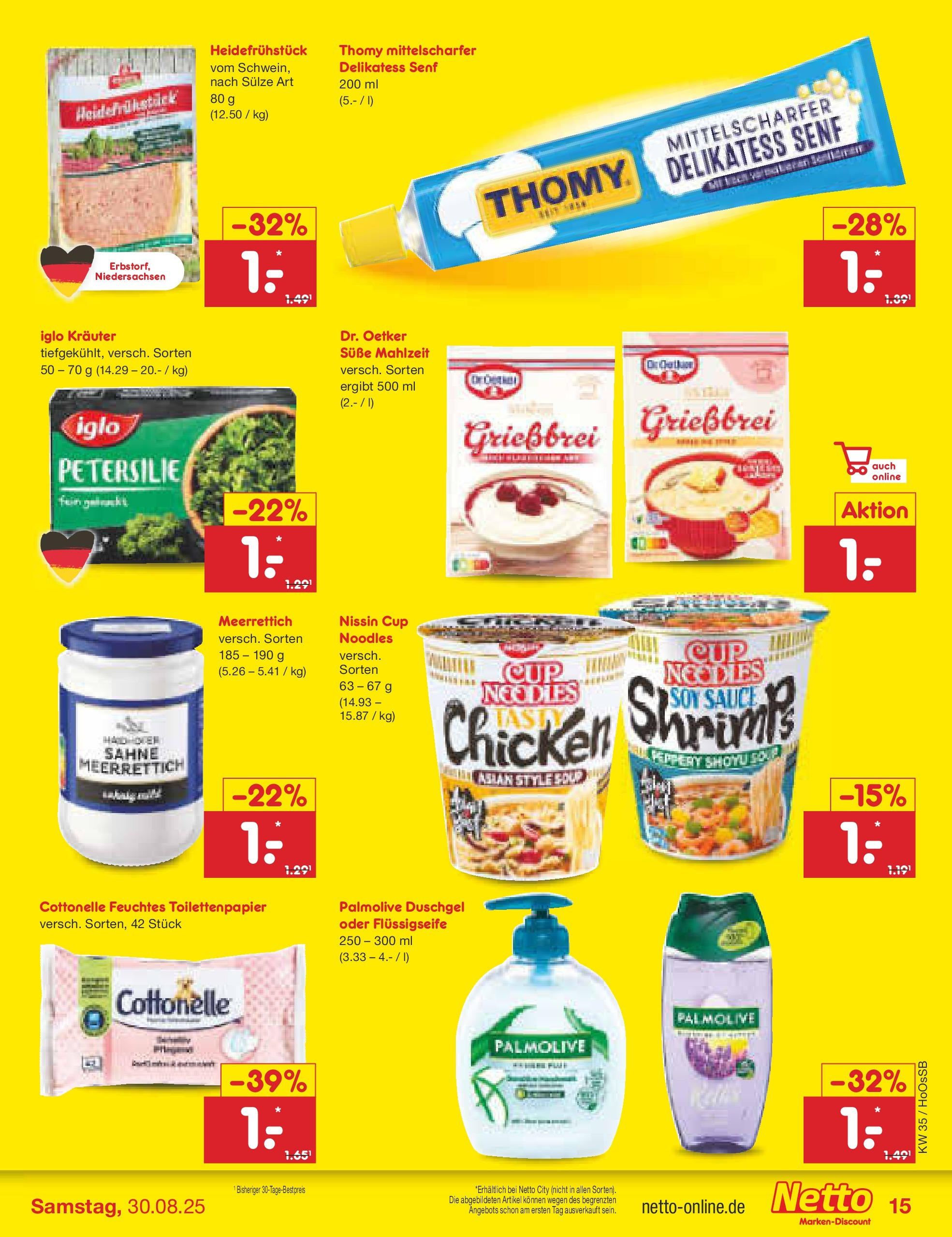 Netto Marken-Discount prospekt Wolfenbüttel	 (ab 24.08.2025) » Angebote | Seite: 21 | Produkte: Iglo, Duschgel, Petersilie, Feuchtes Toilettenpapier
