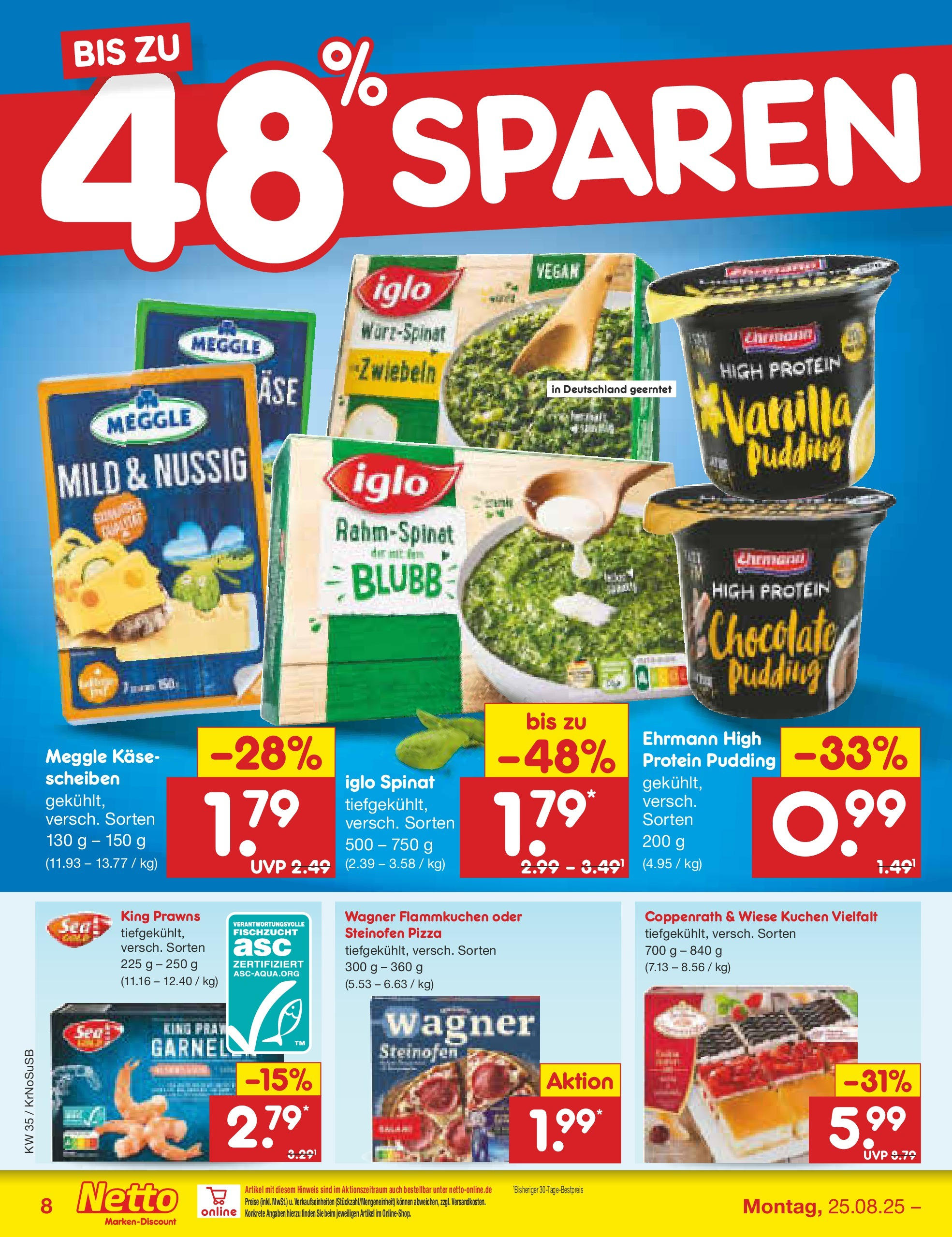 Netto Marken-Discount prospekt Jüchen	 (ab 24.08.2025) » Angebote | Seite: 14 | Produkte: High protein pudding, Käse, Iglo, Pudding
