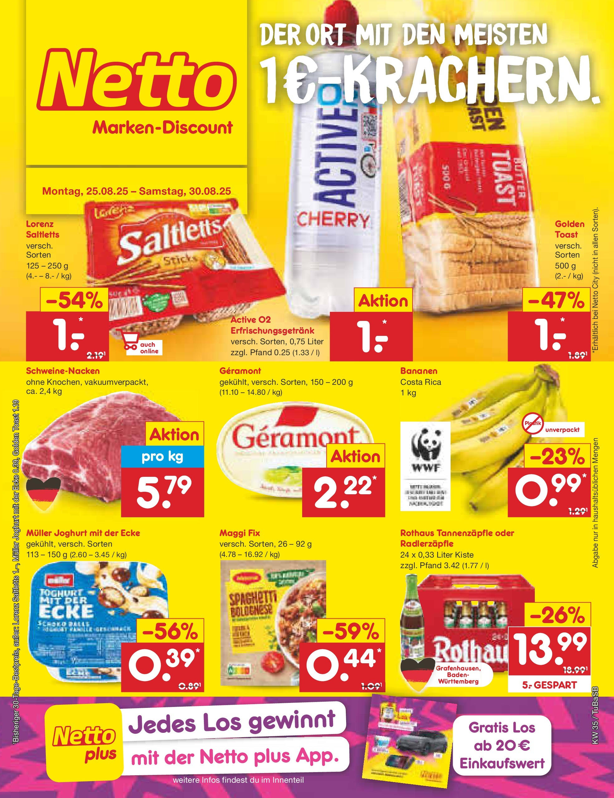 Netto Marken-Discount prospekt Lahr-Langenwinkel (ab 24.08.2025) » Angebote | Seite: 1 | Produkte: Butter, Joghurt, Toast, Maggi fix Netto Marken-Discount prospekt Lahr-Langenwinkel (ab 24.08.2025) » Angebote | Seite: 1 | Produkte: Butter, Joghurt, Toast, Maggi fix
