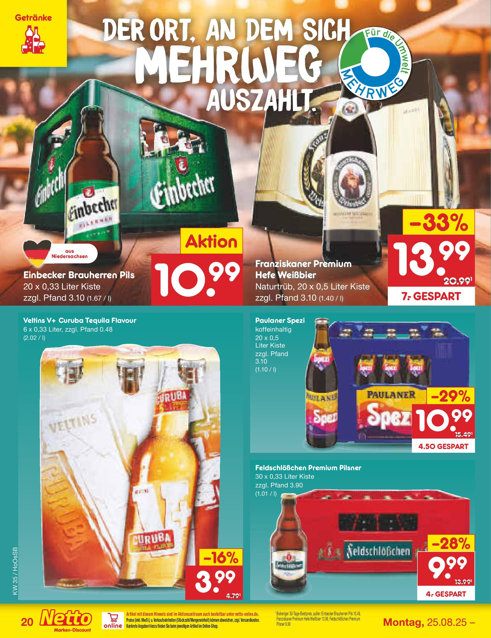 Netto Marken-Discount prospekt Wolfenbüttel	 (ab 24.08.2025) » Angebote | Seite: 30 | Produkte: Franziskaner, Weißbier, Pils, Veltins
