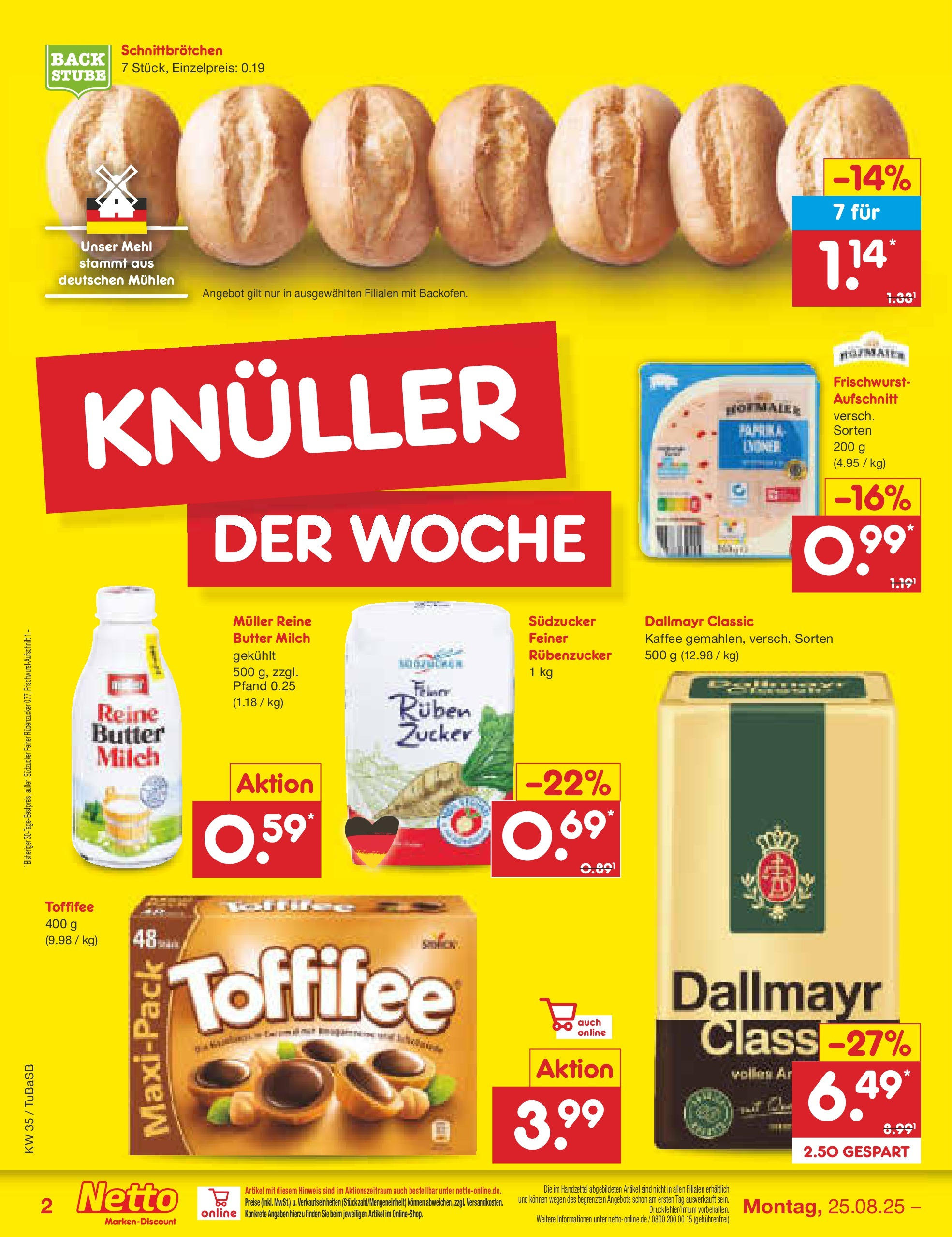 Netto Marken-Discount prospekt Lahr-Langenwinkel (ab 24.08.2025) » Angebote | Seite: 2 | Produkte: Milch, Butter, Kaffee, Zucker Netto Marken-Discount prospekt Lahr-Langenwinkel (ab 24.08.2025) » Angebote | Seite: 2 | Produkte: Milch, Butter, Kaffee, Zucker
