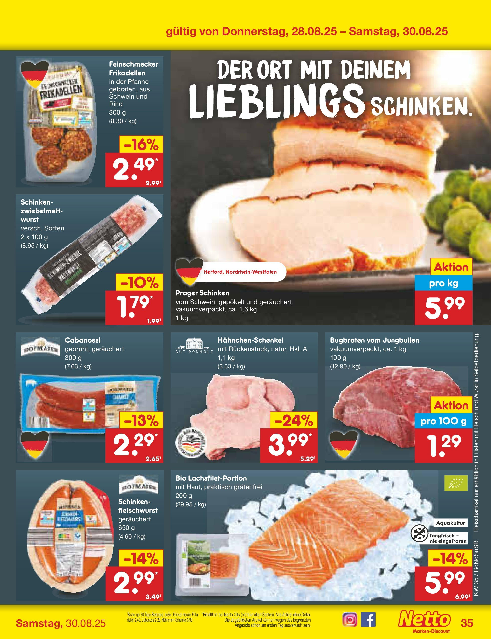 Netto Marken-Discount prospekt Herne (ab 24.08.2025) » Angebote | Seite: 45 | Produkte: Hahnchenschenkel, Wurst, Schinken, Fleisch Netto Marken-Discount prospekt Herne (ab 24.08.2025) » Angebote | Seite: 45 | Produkte: Hahnchenschenkel, Wurst, Schinken, Fleisch