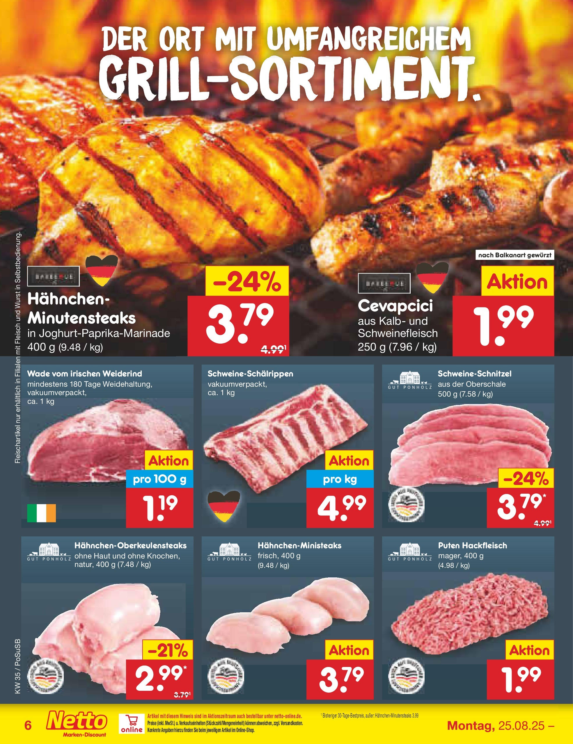 Netto Marken-Discount prospekt Regensburg (ab 24.08.2025) » Angebote | Seite: 10 | Produkte: Hahnchen, Cevapcici, Wurst, Fleisch Netto Marken-Discount prospekt Regensburg (ab 24.08.2025) » Angebote | Seite: 10 | Produkte: Hahnchen, Cevapcici, Wurst, Fleisch