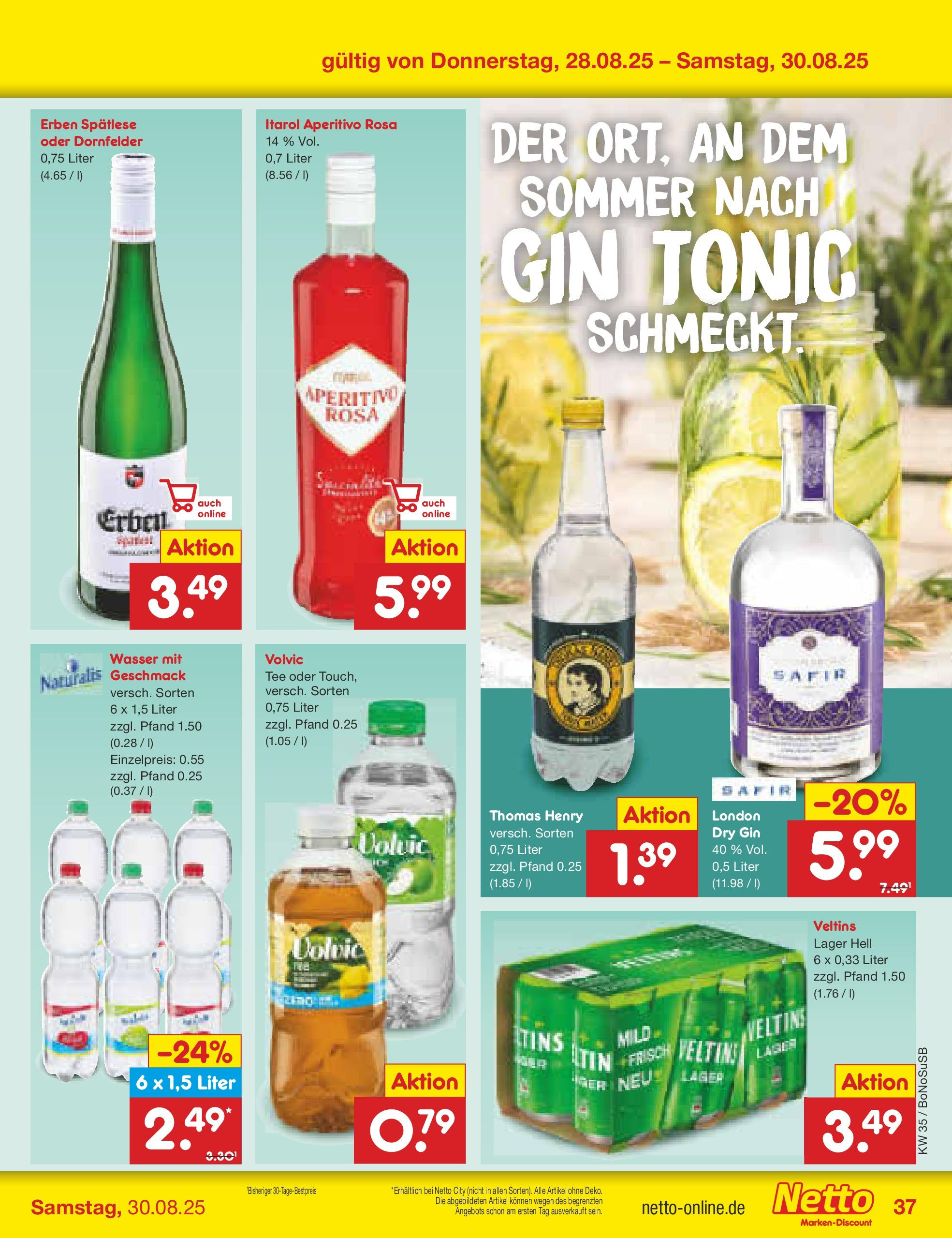Netto Marken-Discount prospekt Herne (ab 24.08.2025) » Angebote | Seite: 47 | Produkte: Wasser, Gin, Volvic, Veltins Netto Marken-Discount prospekt Herne (ab 24.08.2025) » Angebote | Seite: 47 | Produkte: Wasser, Gin, Volvic, Veltins