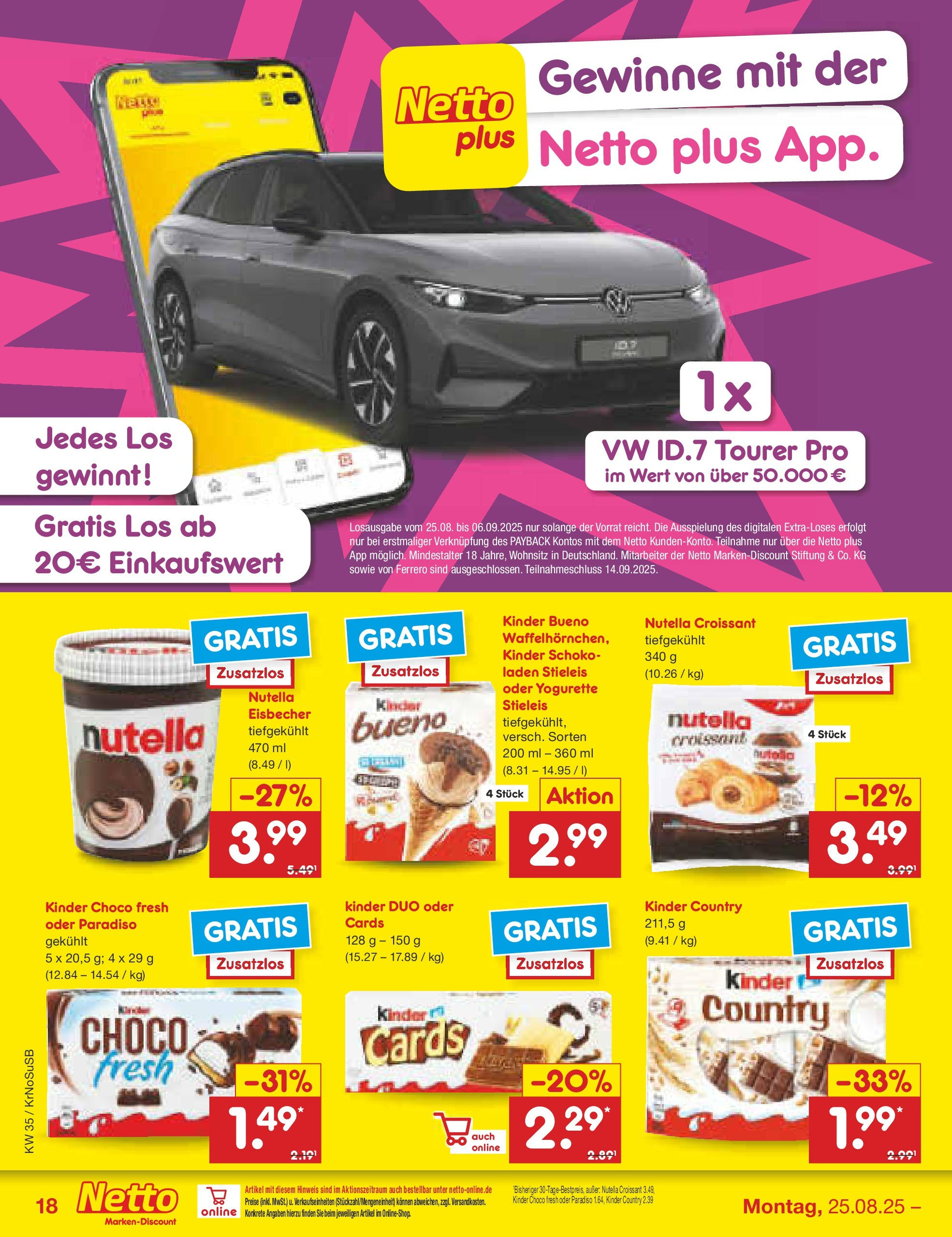 Netto Marken-Discount prospekt Jüchen	 (ab 24.08.2025) » Angebote | Seite: 26 | Produkte: Yogurette, Kinder bueno, Croissant, Kinder country