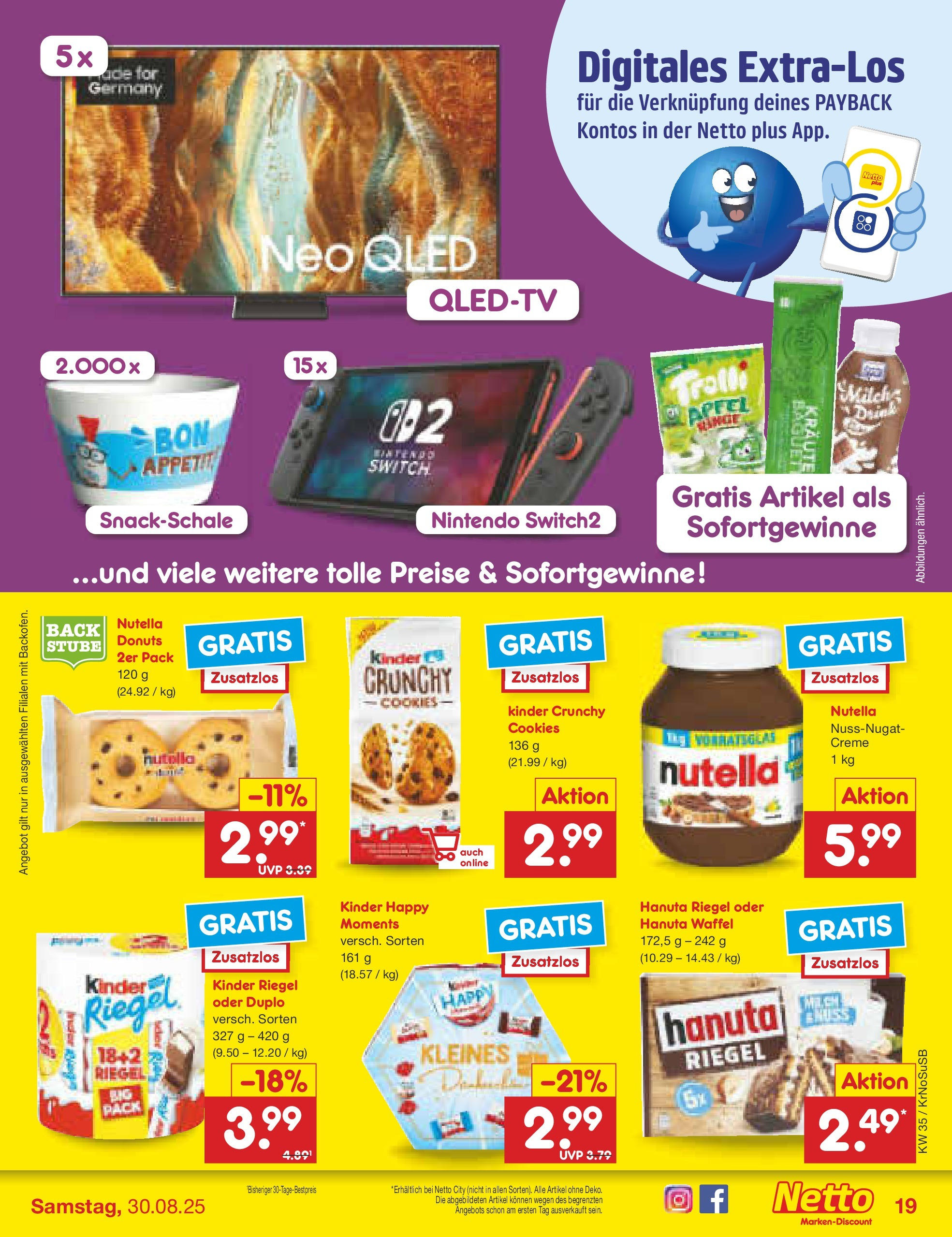 Netto Marken-Discount prospekt Jüchen	 (ab 24.08.2025) » Angebote | Seite: 27 | Produkte: Äpfel, Kinder riegel, Creme, Donuts
