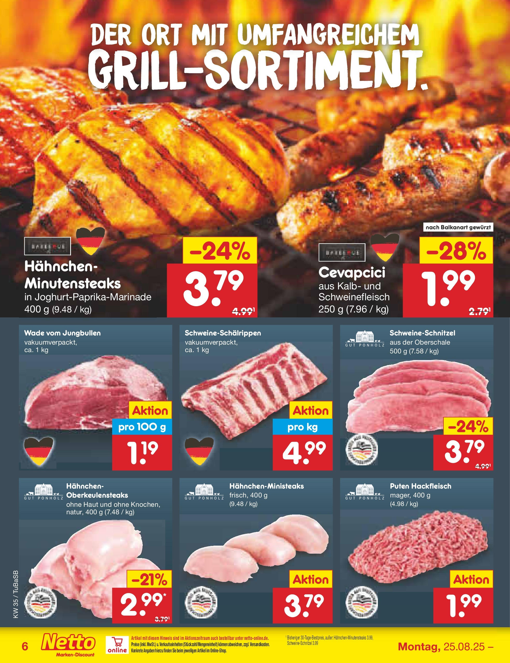 Netto Marken-Discount prospekt Lahr-Langenwinkel (ab 24.08.2025) » Angebote | Seite: 10 | Produkte: Hahnchen, Cevapcici, Schweinefleisch, Hackfleisch Netto Marken-Discount prospekt Lahr-Langenwinkel (ab 24.08.2025) » Angebote | Seite: 10 | Produkte: Hahnchen, Cevapcici, Schweinefleisch, Hackfleisch