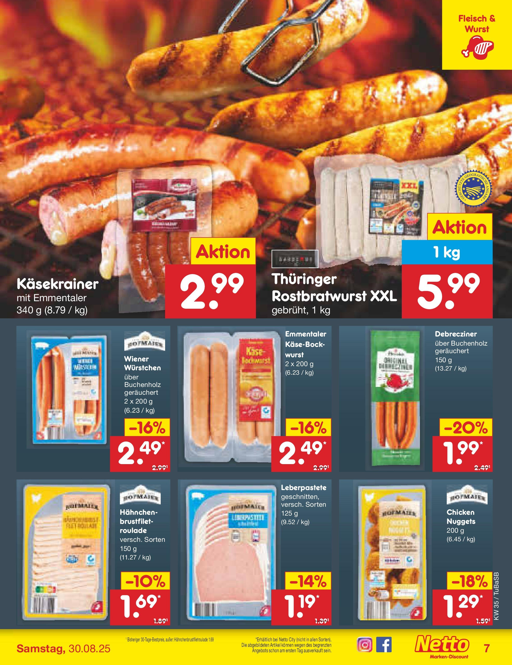 Netto Marken-Discount prospekt Lahr-Langenwinkel (ab 24.08.2025) » Angebote | Seite: 11 | Produkte: Hahnchen, Käsekrainer, Wurst, Fleisch Netto Marken-Discount prospekt Lahr-Langenwinkel (ab 24.08.2025) » Angebote | Seite: 11 | Produkte: Hahnchen, Käsekrainer, Wurst, Fleisch