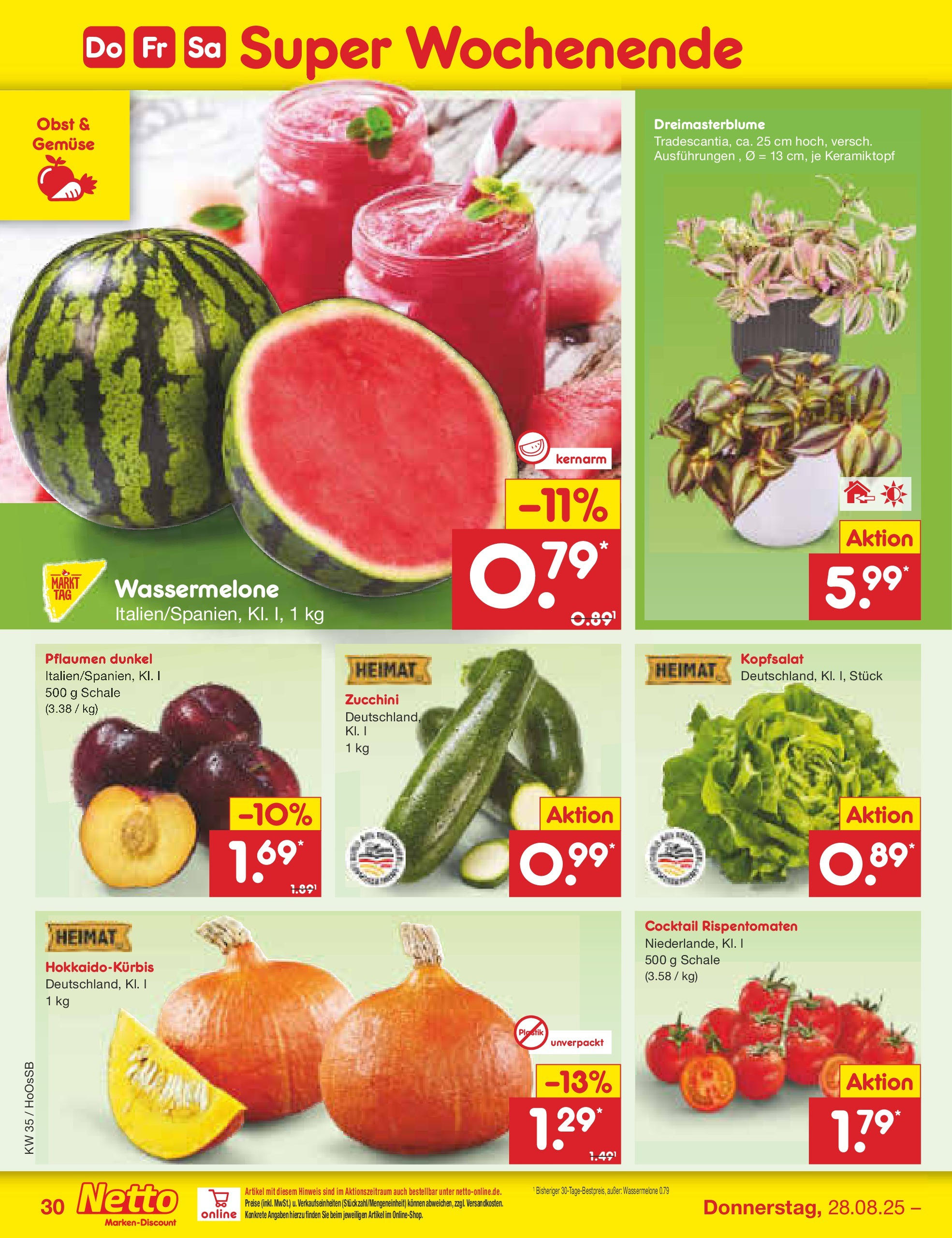 Netto Marken-Discount prospekt Wolfenbüttel	 (ab 24.08.2025) » Angebote | Seite: 46 | Produkte: Pflaumen, Gemüse, Obst, Wassermelone