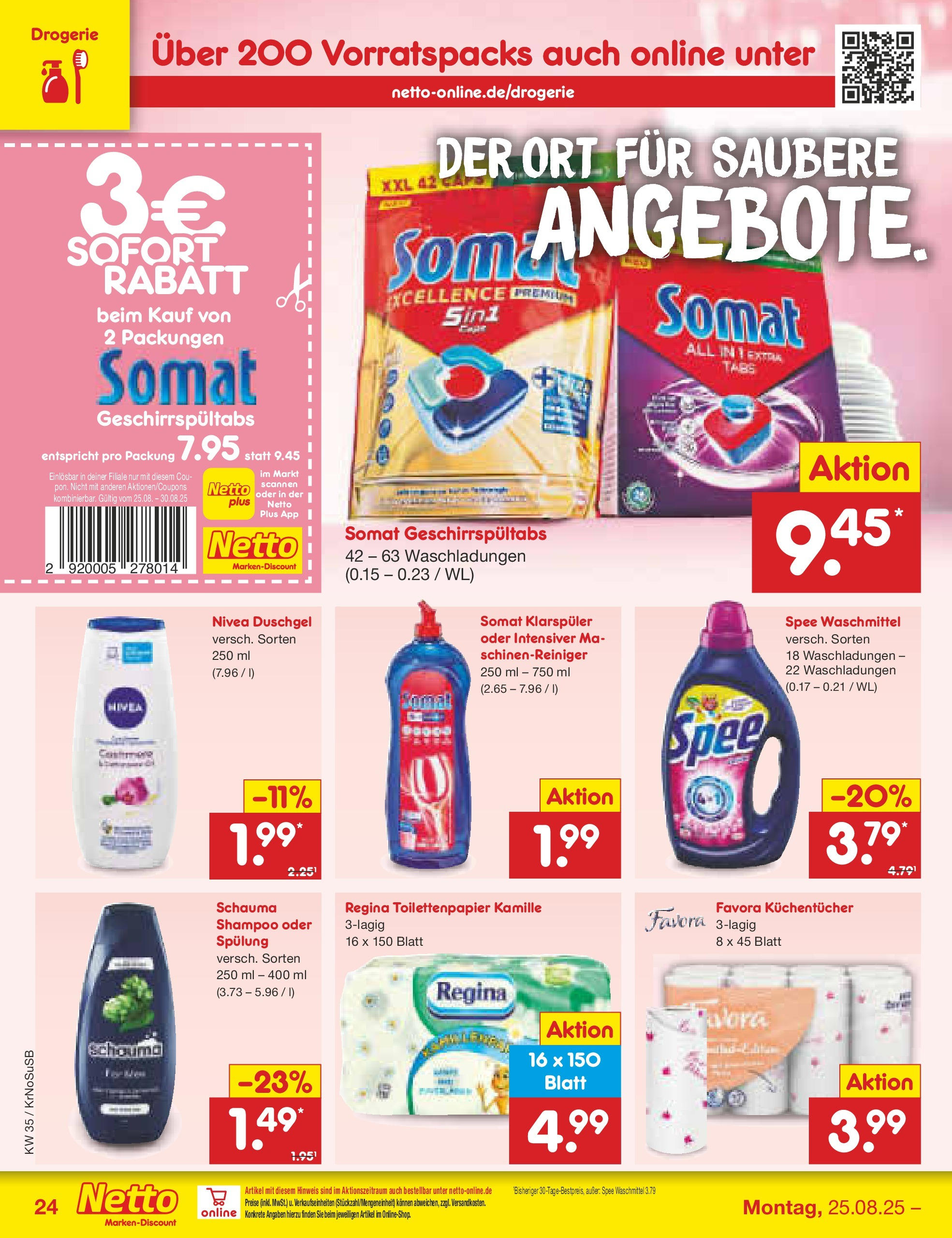 Netto Marken-Discount prospekt Jüchen	 (ab 24.08.2025) » Angebote | Seite: 36 | Produkte: Shampoo, Spülung, Klarspüler, Toilettenpapier