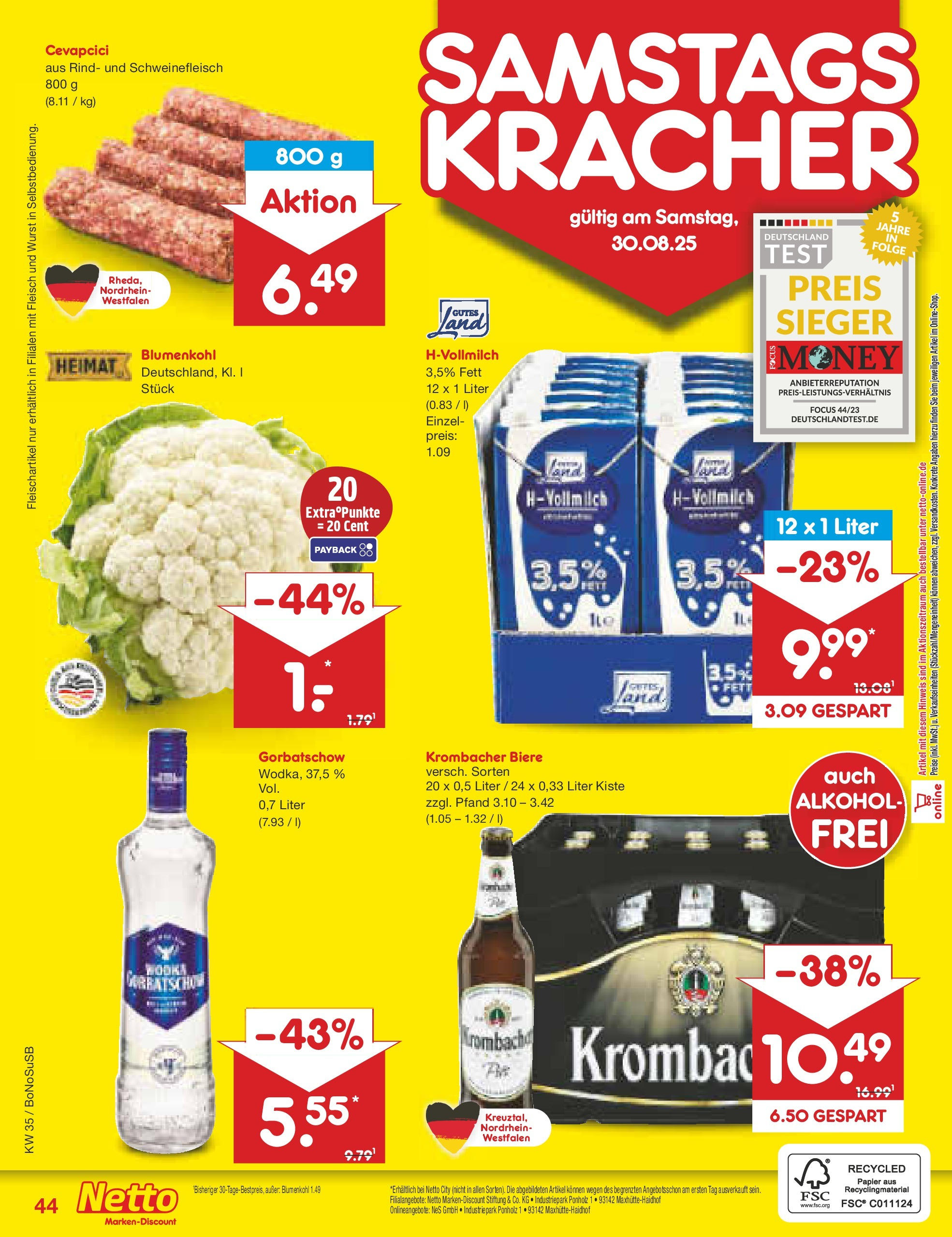 Netto Marken-Discount prospekt Herne (ab 24.08.2025) » Angebote | Seite: 56 | Produkte: Wurst, Krombacher, Schweinefleisch, Fleisch Netto Marken-Discount prospekt Herne (ab 24.08.2025) » Angebote | Seite: 56 | Produkte: Wurst, Krombacher, Schweinefleisch, Fleisch