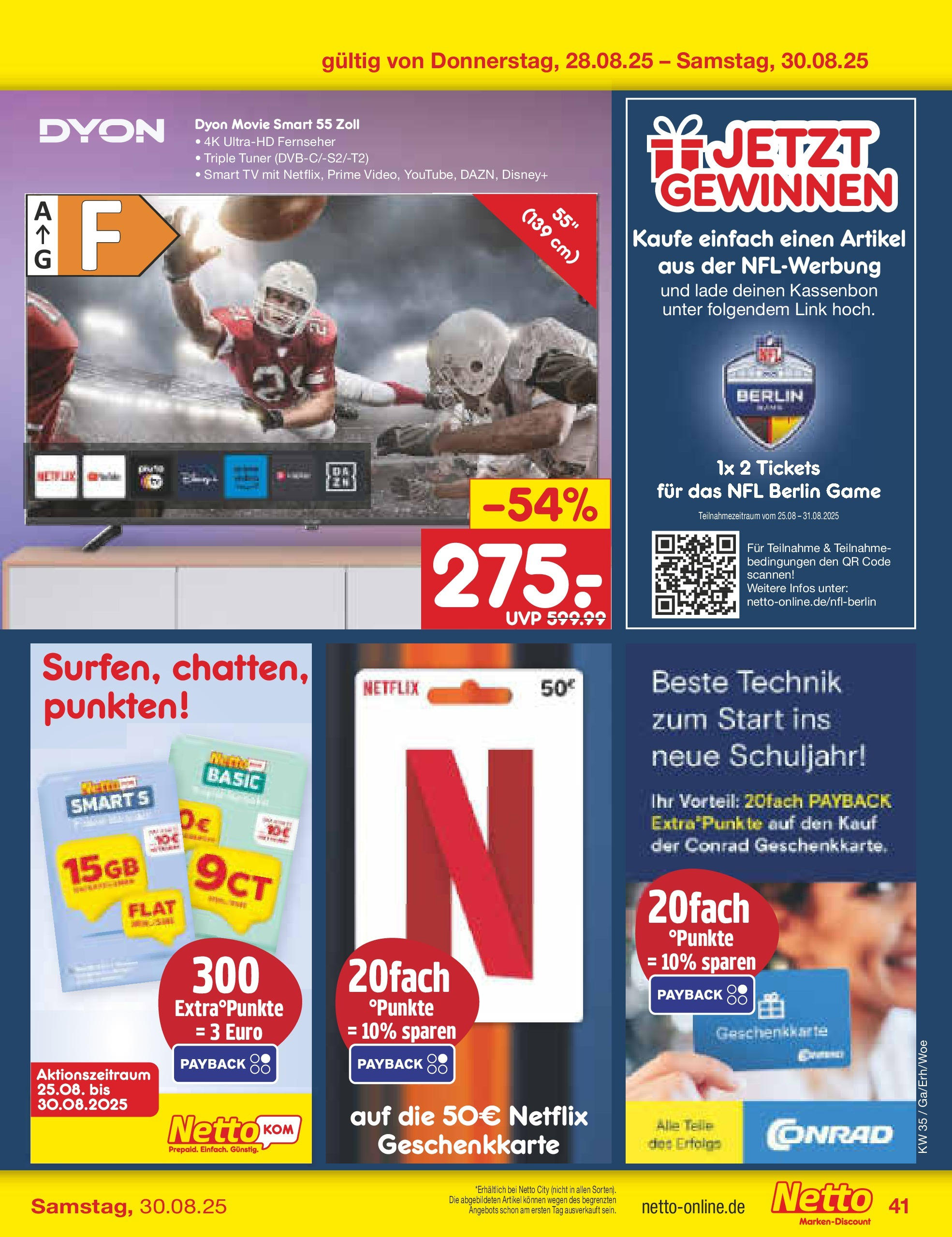 Netto Marken-Discount prospekt Katzweiler	 (ab 24.08.2025) » Angebote | Seite: 59 | Produkte: Smart TV, TV, Fernseher