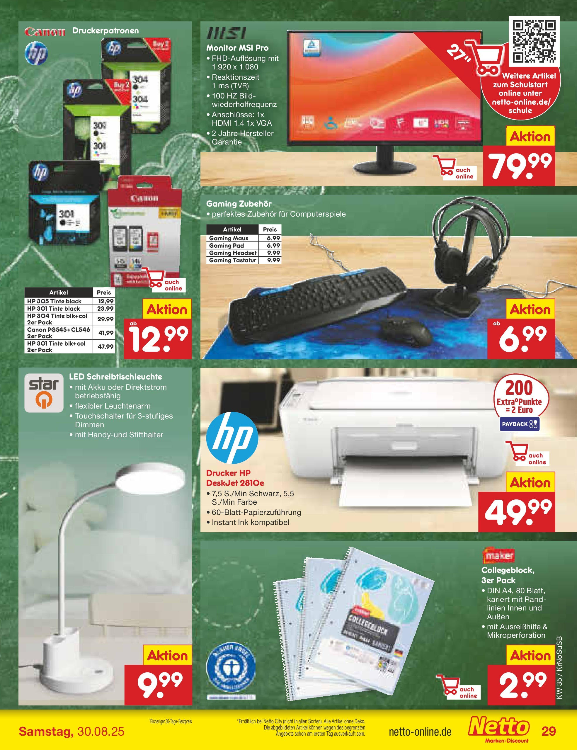 Netto Marken-Discount prospekt Jüchen	 (ab 24.08.2025) » Angebote | Seite: 43 | Produkte: HP, Headset, Monitor, Drucker