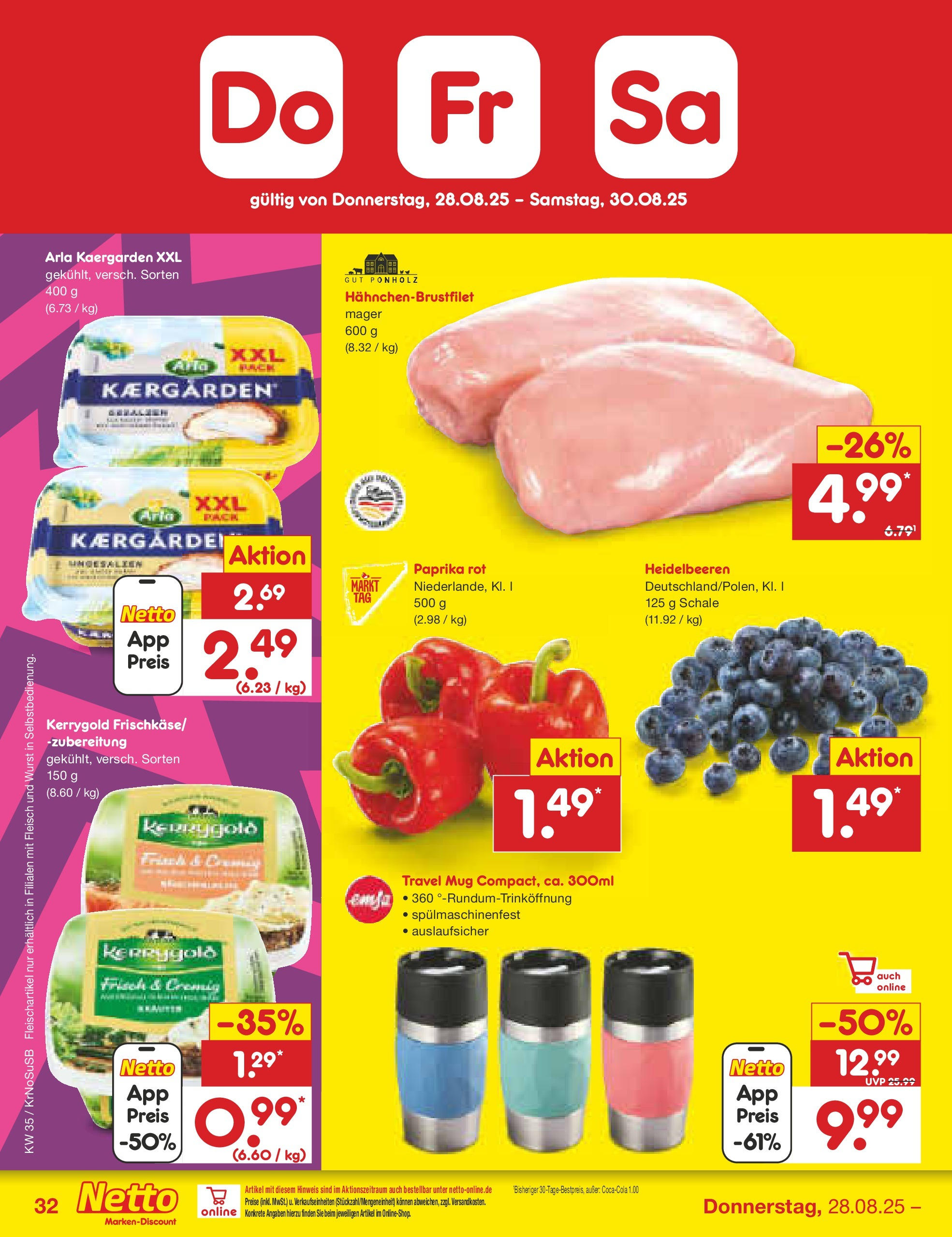 Netto Marken-Discount prospekt Jüchen	 (ab 24.08.2025) » Angebote | Seite: 48 | Produkte: Paprika rot, Heidelbeeren, Wurst, Fleisch