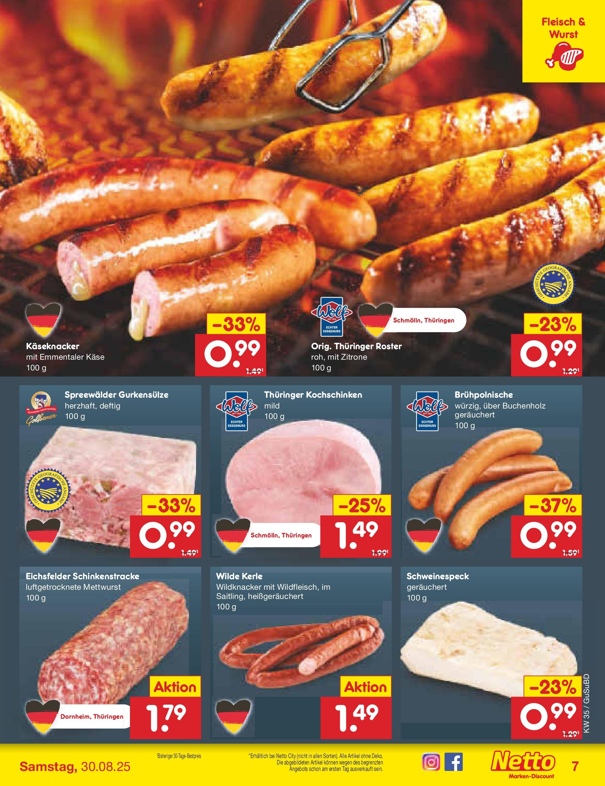 Netto Marken-Discount prospekt Glauchau	 (ab 24.08.2025) » Angebote | Seite: 11 | Produkte: Käse, Zitrone, Wurst, Fleisch